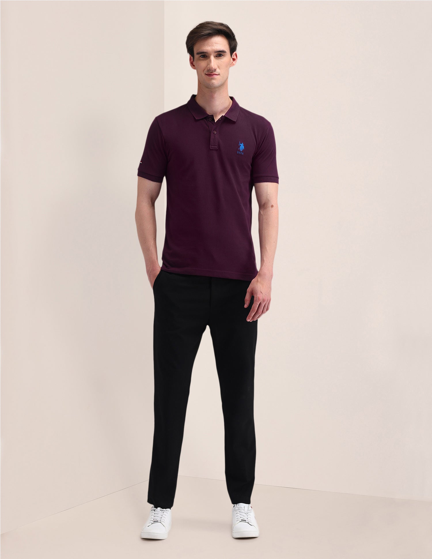 Solid Slim Fit Polo Shirt Purple - U.S. POLO ASSN. | Large