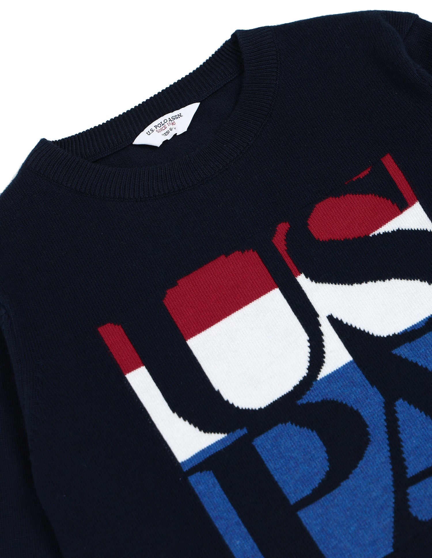 Boys Cotton Brand Printed Sweater Navy - U.S. POLO ASSN. | Large