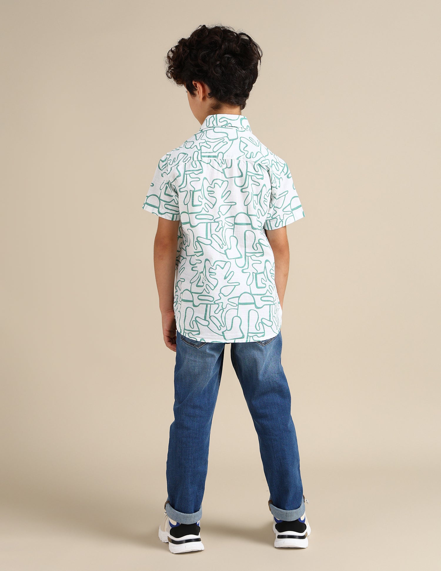 Boys Regular Fit Abstract Printed Shirt White - U.S. Polo Assn. India | Large