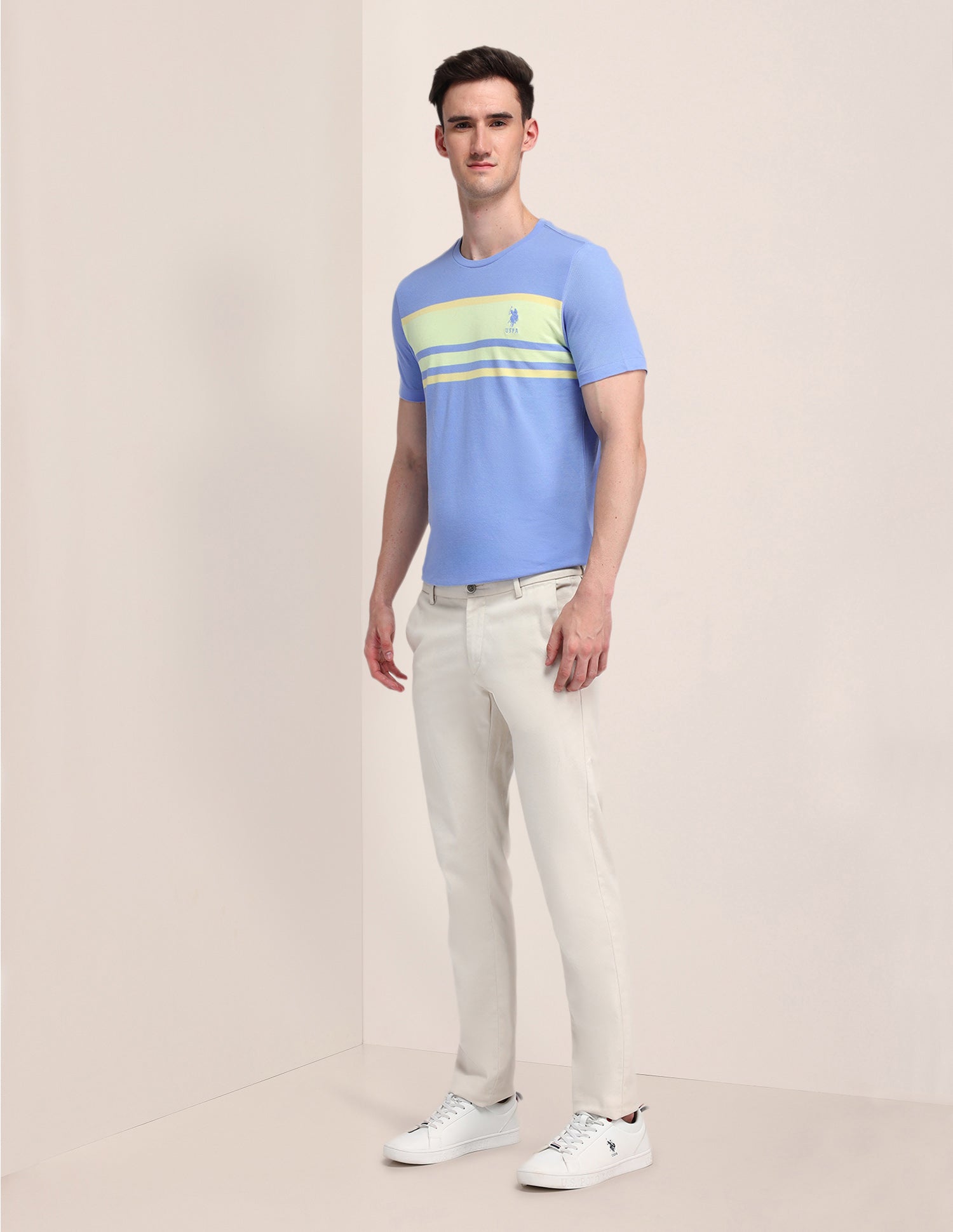 Horizontal Striped Cotton T-Shirt Blue - U.S. Polo Assn. India | Large