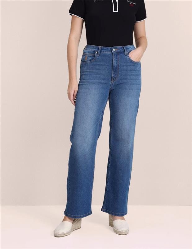 Wide Leg Stone Wash Jeans