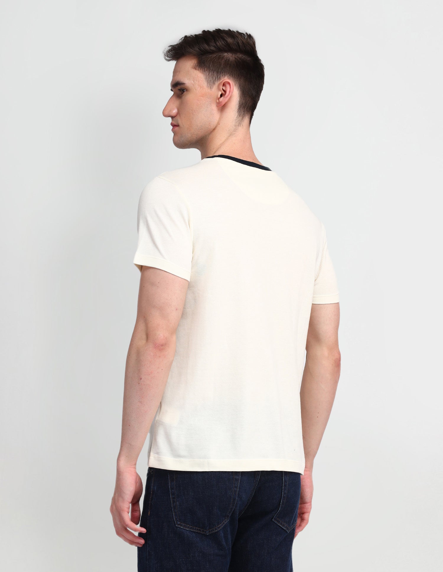 Brand Printed Muscle Fit T-Shirt Uspa Ivory - U.S. Polo Assn. India | Large