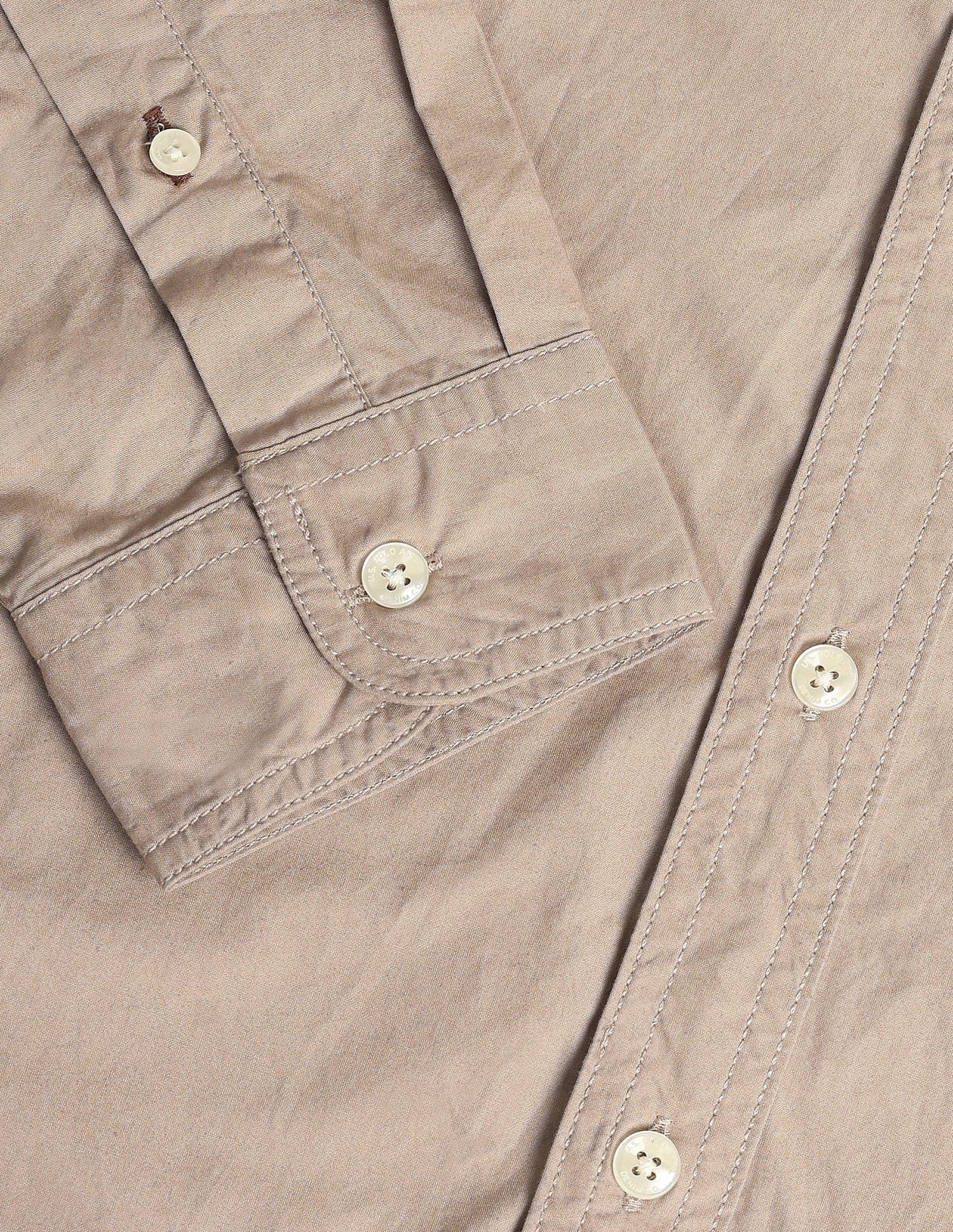Solid Slim Fit Shirt Beige - U.S. Polo Assn. India | Large