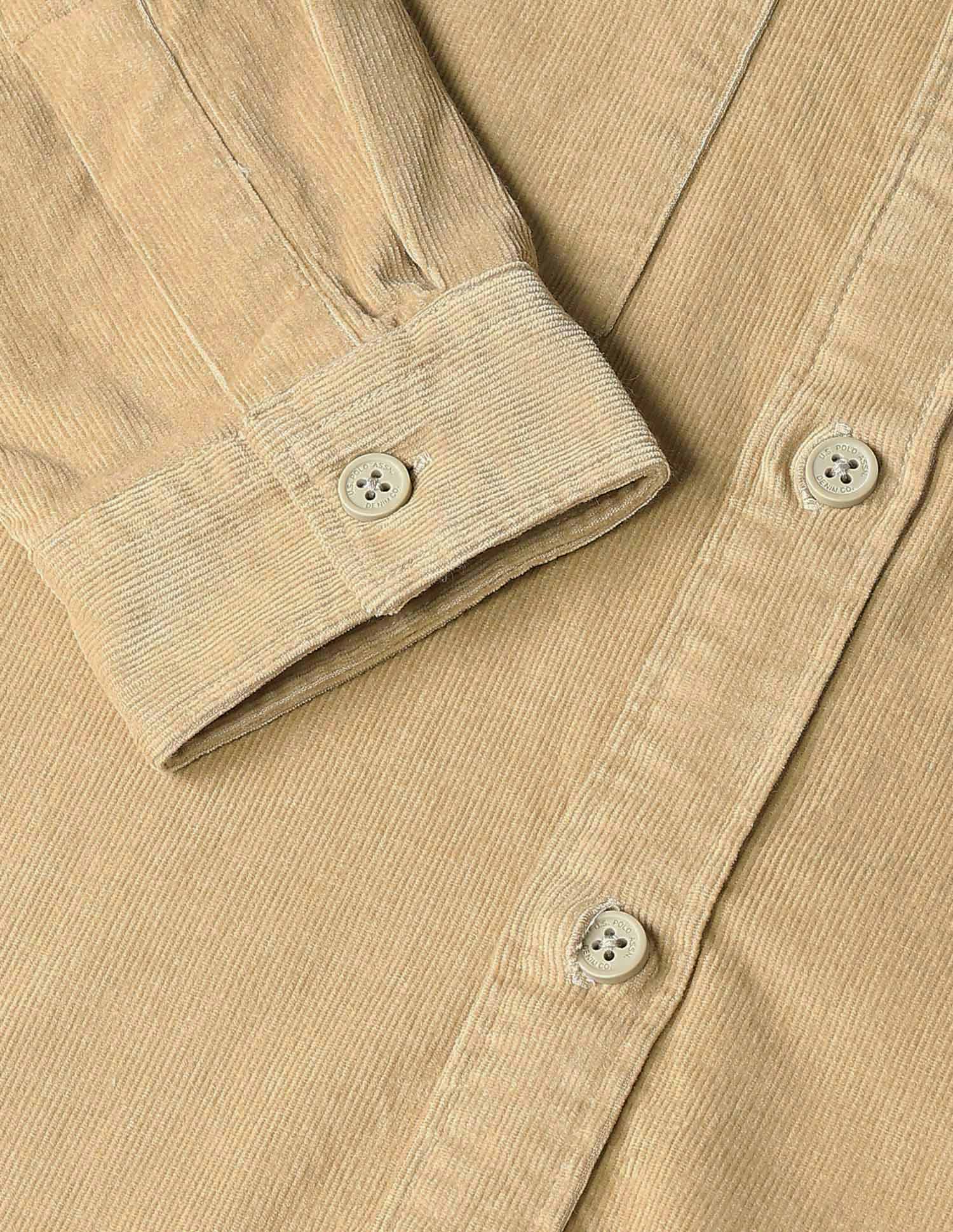 Solid Regular Fit Shirt Khaki - U.S. Polo Assn. India | Large