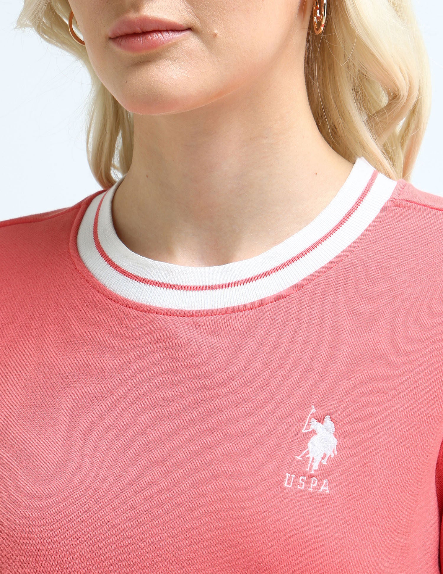 Crew Neck Solid Sweatshirt Peach - U.S. POLO ASSN. | Large