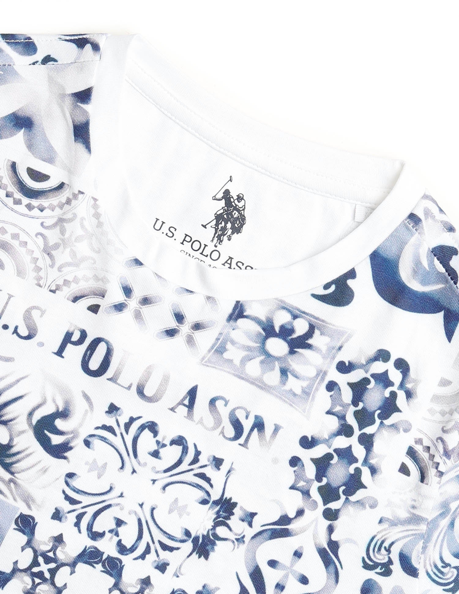 Boys Regular Fit All-Over Printed T-Shirt White - U.S. POLO ASSN. | Large