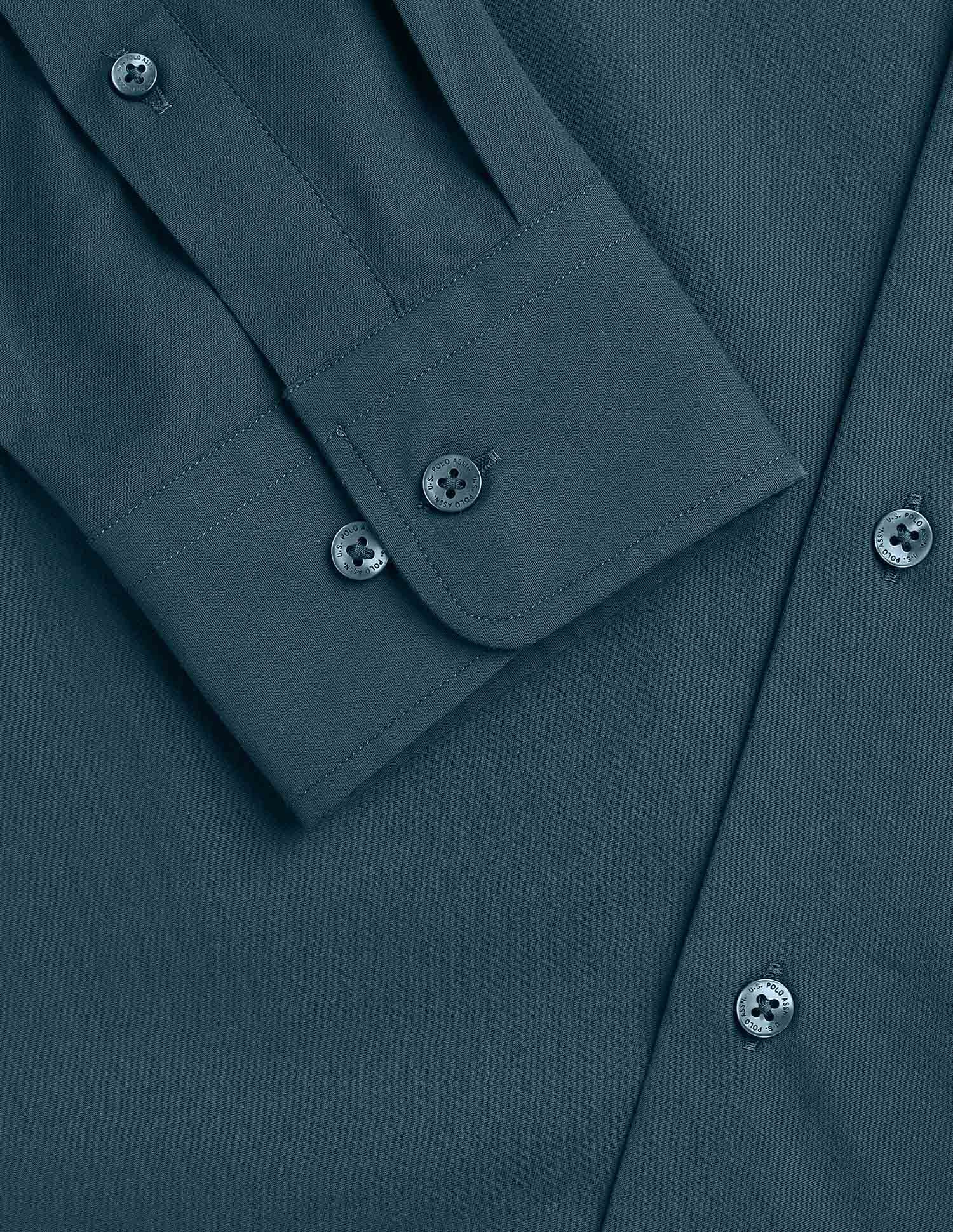 Solid Regular Fit Shirt Teal - U.S. Polo Assn. India | Large