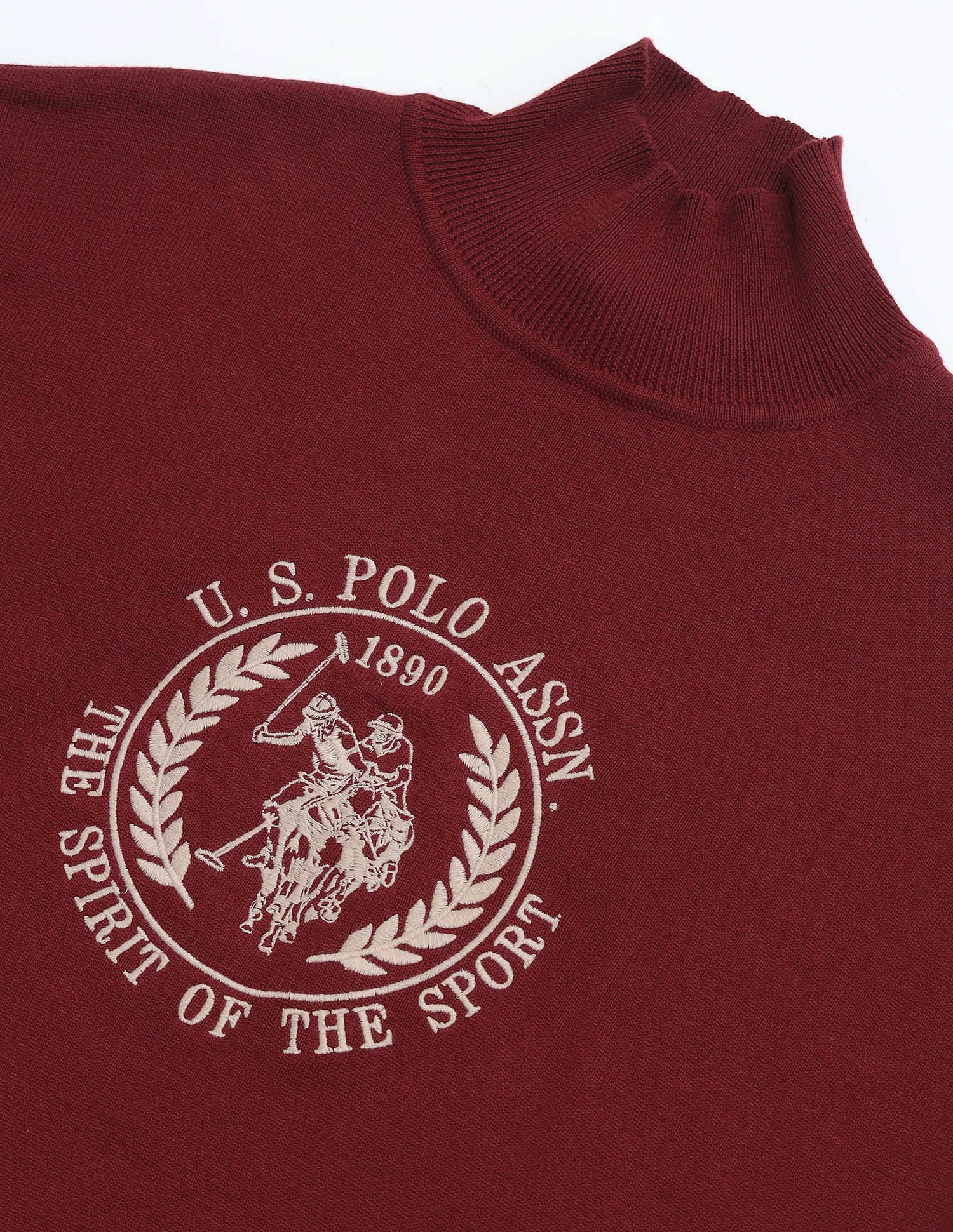 Crest Logo High Neck Sweater Red - U.S. Polo Assn. India | Large