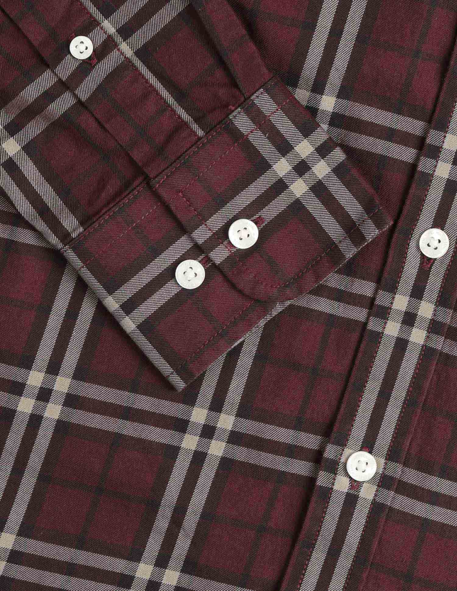 Grid Tattersall Checked Tailored Fit Shirt Burgundy - U.S. POLO ASSN. | Large