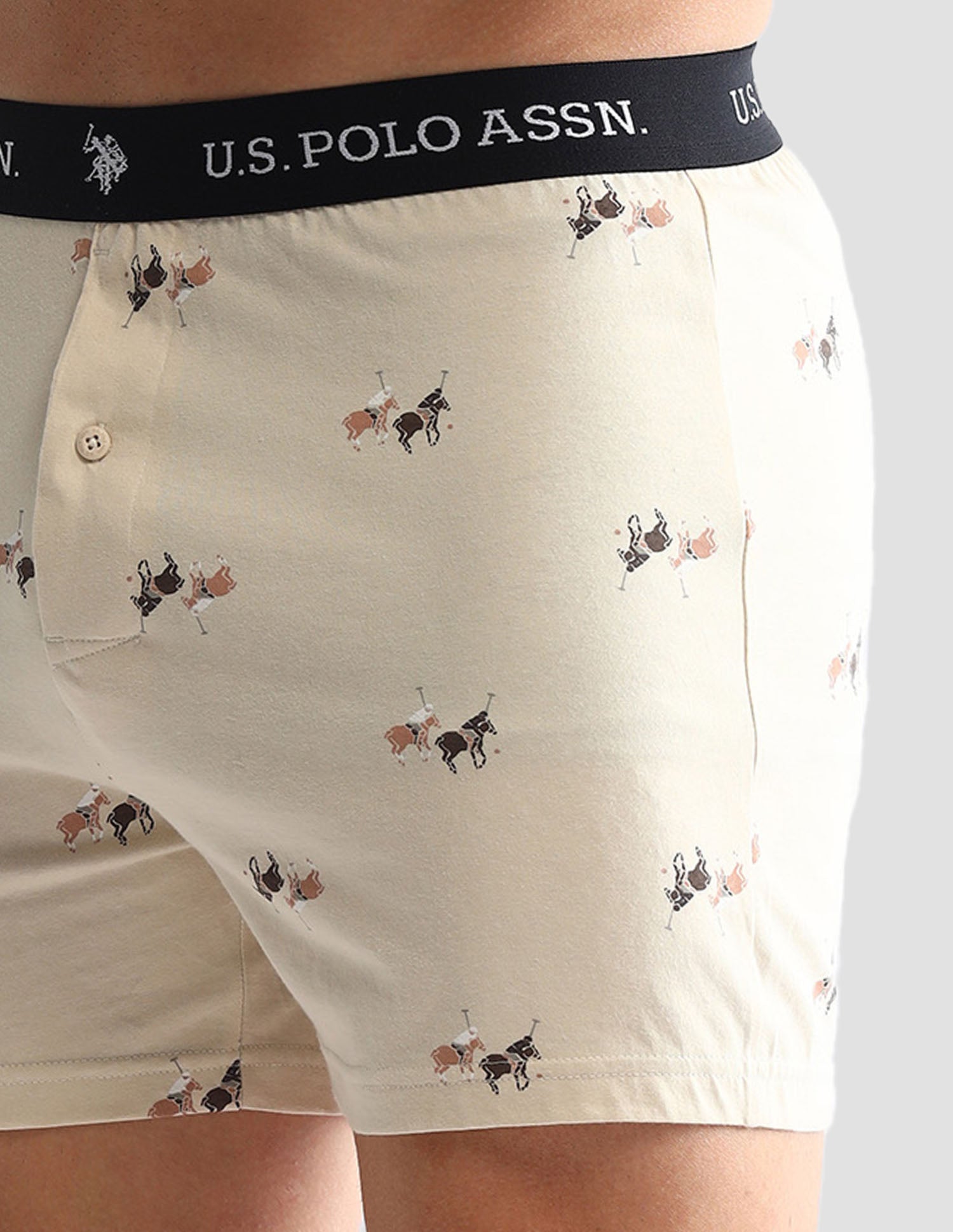 Printed Cotton OEX09 Boxers - Pack Of 2 Beige and Green Bay - U.S. POLO ASSN. | Large