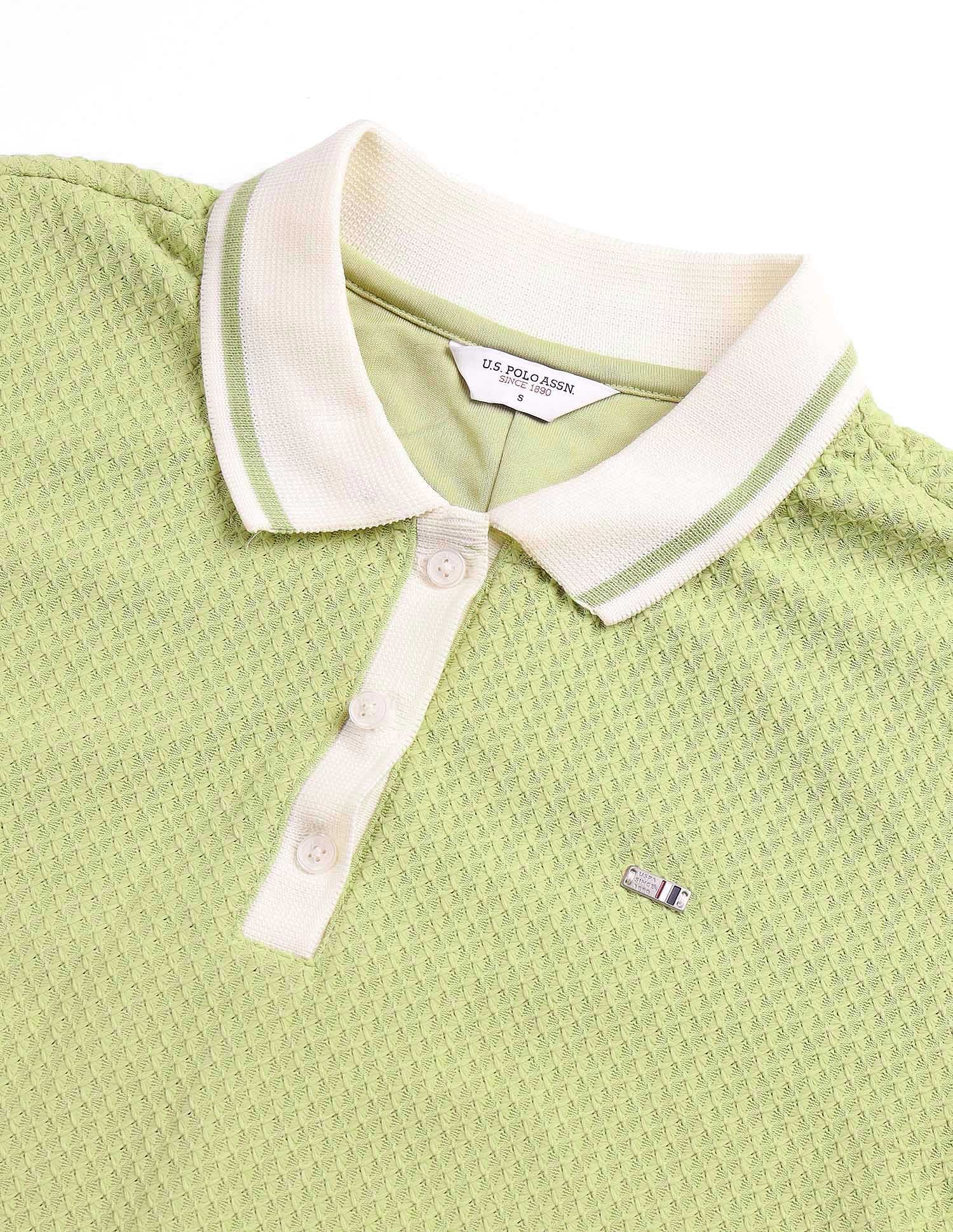 Textured Midi Polo Dress Lime Green - U.S. Polo Assn. India | Large