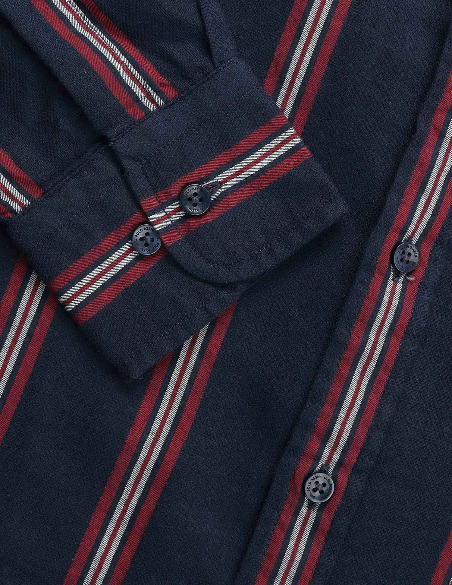 Vertical Striped Pure Cotton Shirt Navy - U.S. POLO ASSN. | Large