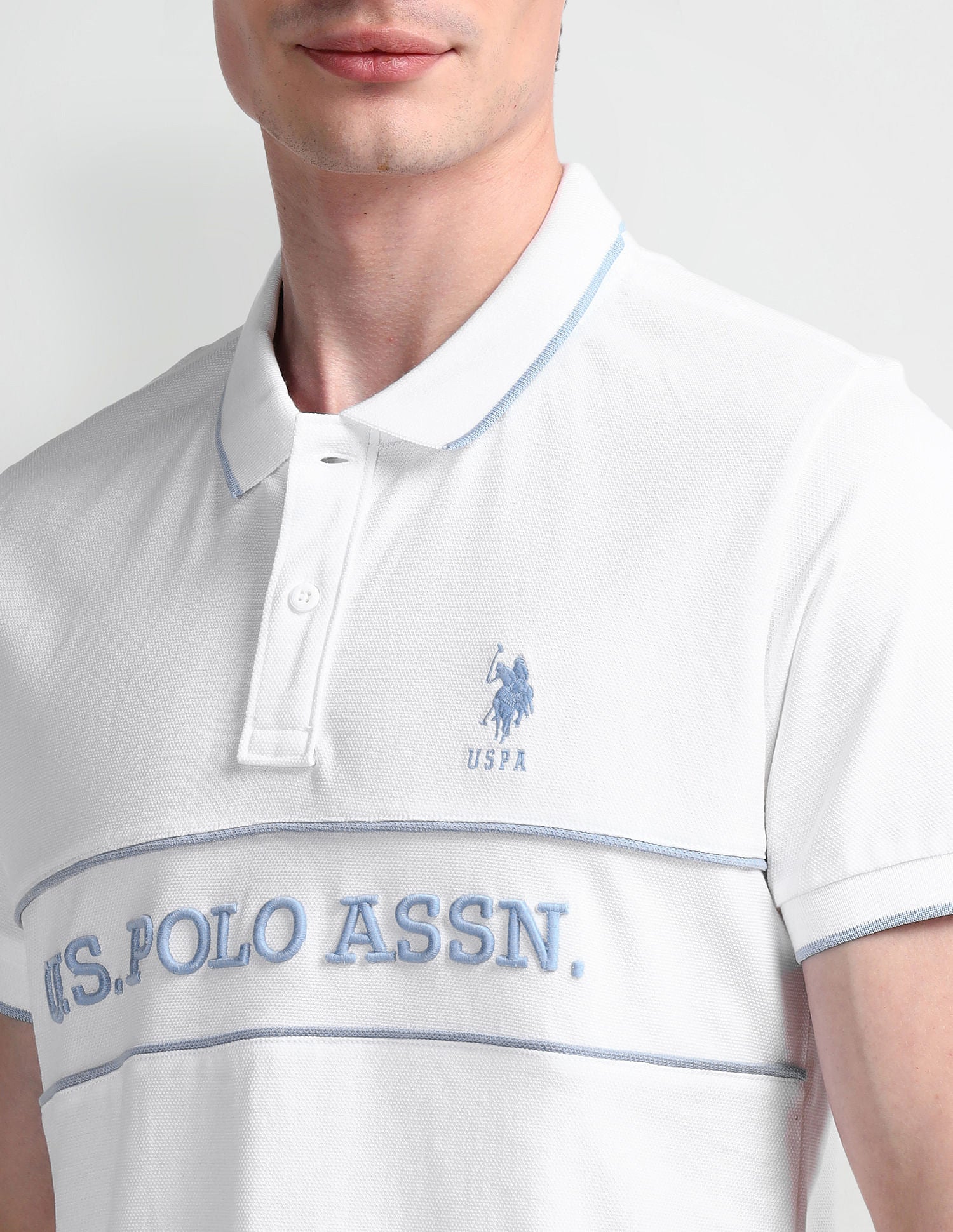 Slim Fit Typography Polo Shirt White - U.S. Polo Assn. India | Large