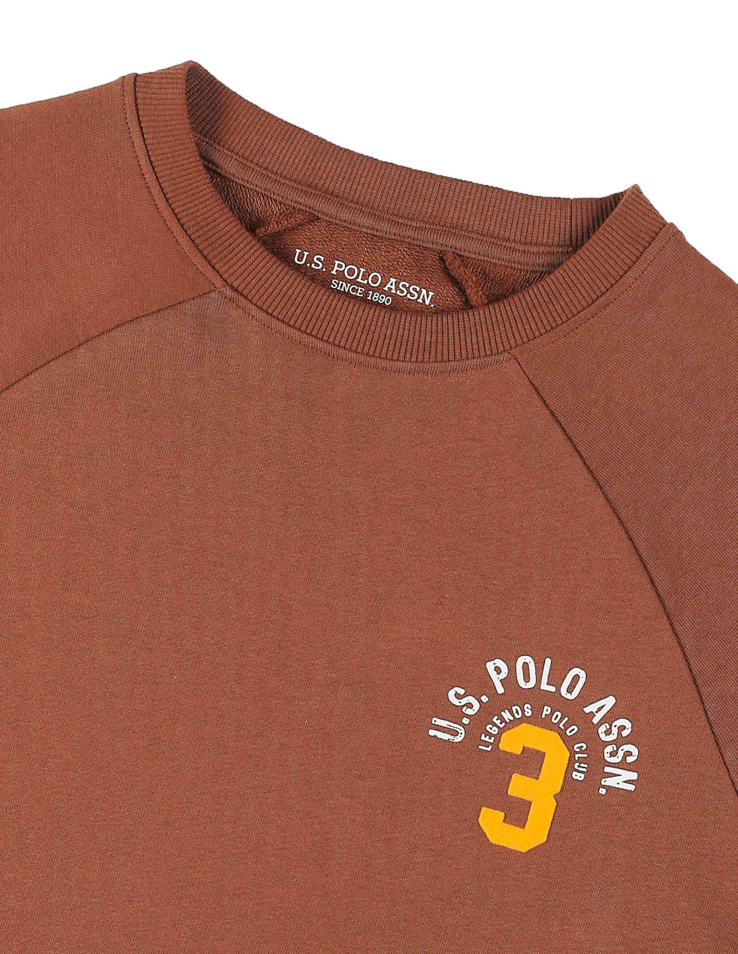 Raglan Fit Solid Sweatshirt Brown - U.S. POLO ASSN. | Large