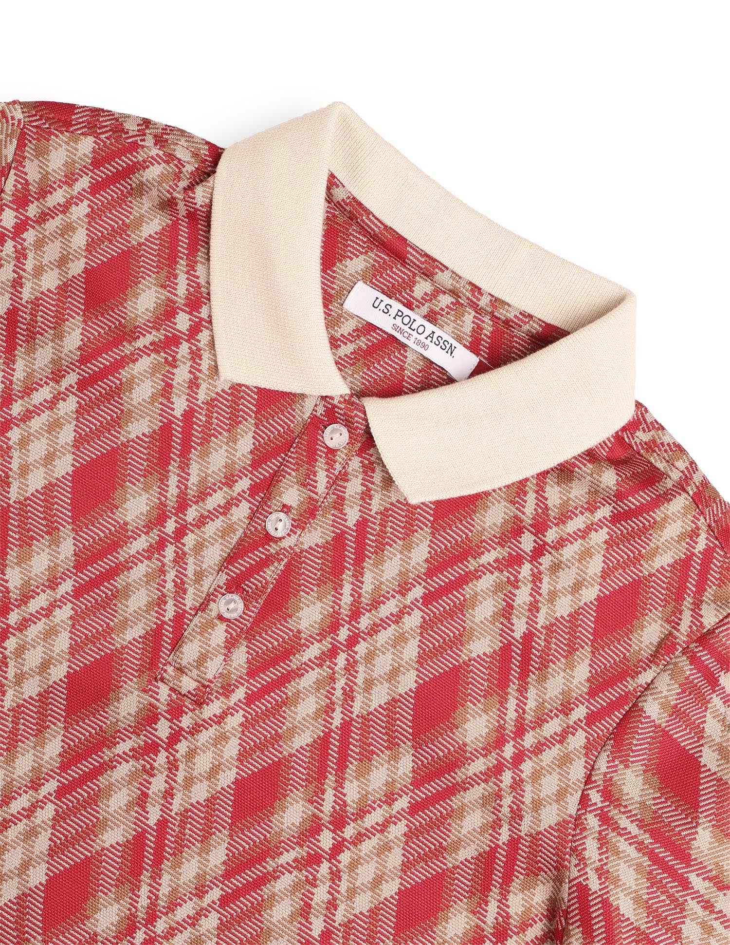 Plaid Checked Regular Fit Polo Shirt Red - U.S. Polo Assn. India | Large