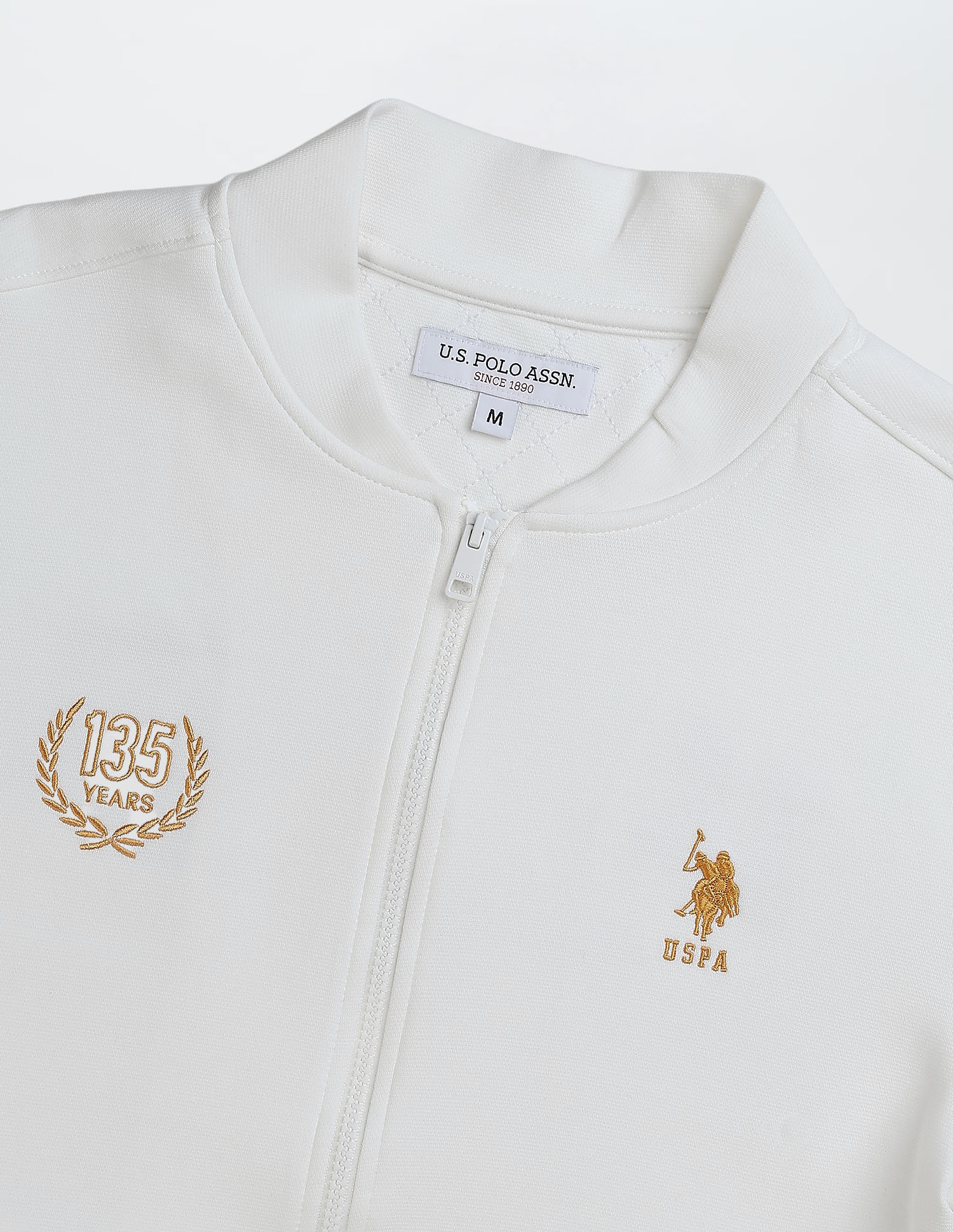 Brand Embroidered Varsity Theatre Zipper Sweatshirt White - U.S. POLO ASSN. | Large