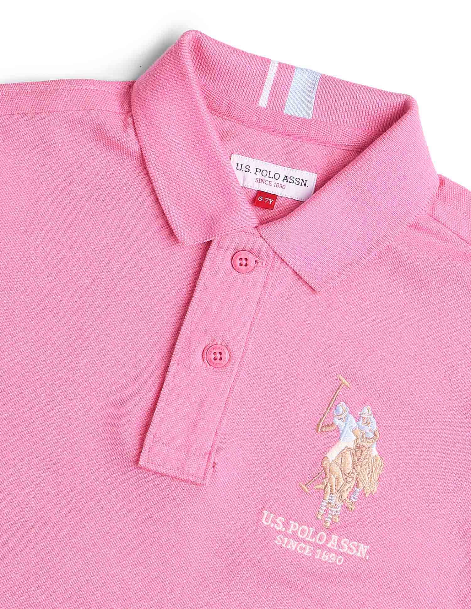 Boys Pure Cotton Regular Fit Polo Shirt Light Pink - U.S. POLO ASSN. | Large