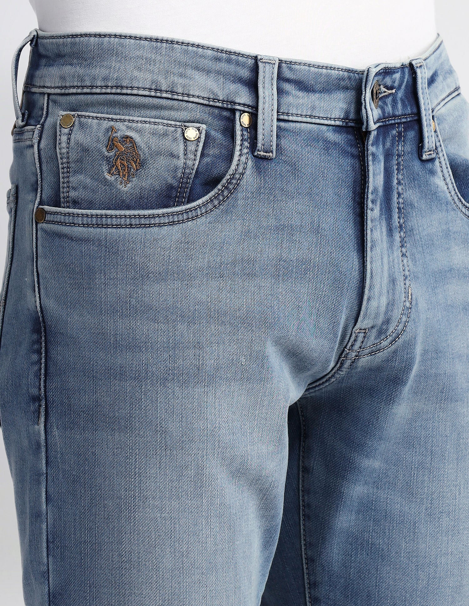 Slim Tapered Fit Blue Jeans Light-Blue - U.S. Polo Assn. India | Large