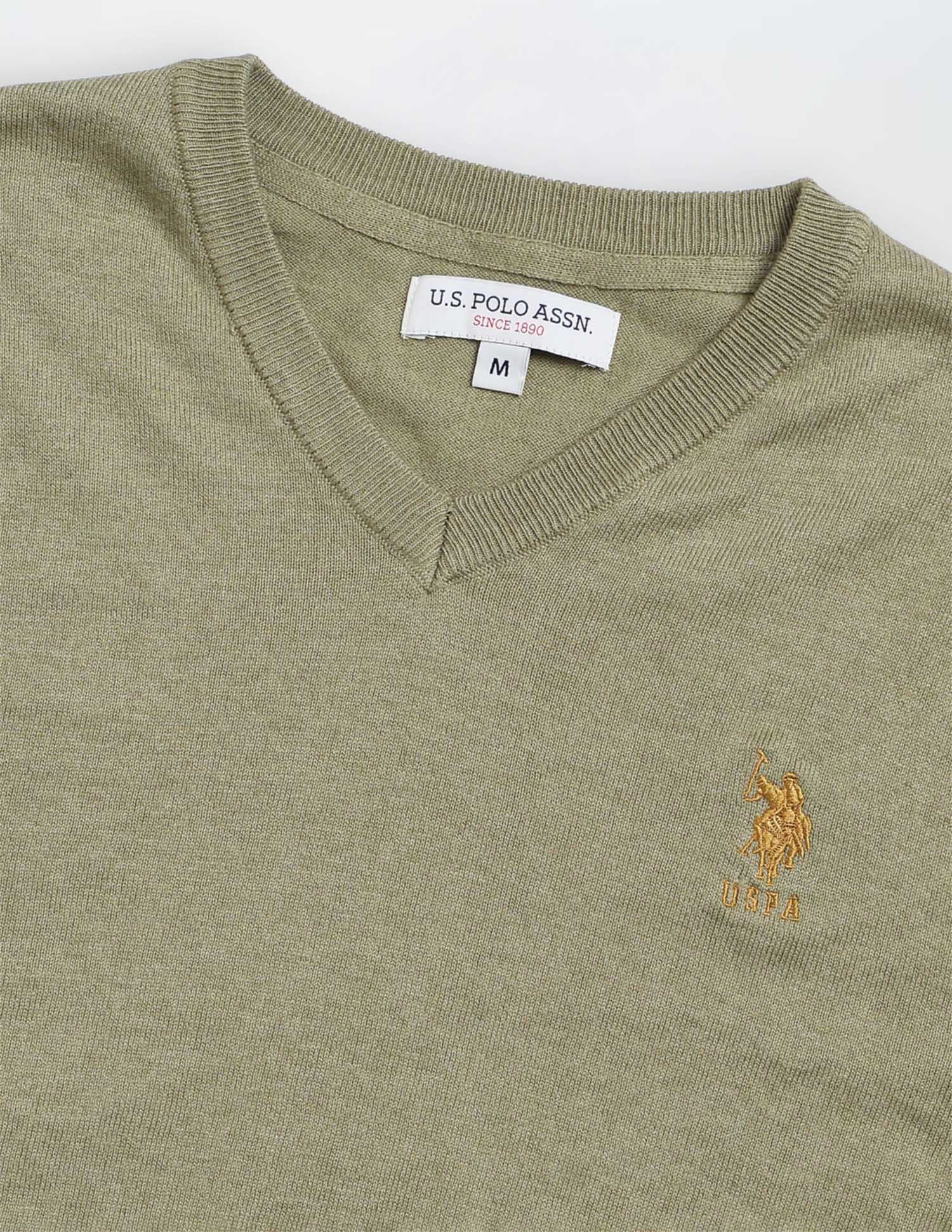 Heathered Regular Fit Sweater Light Green - U.S. POLO ASSN. | Large