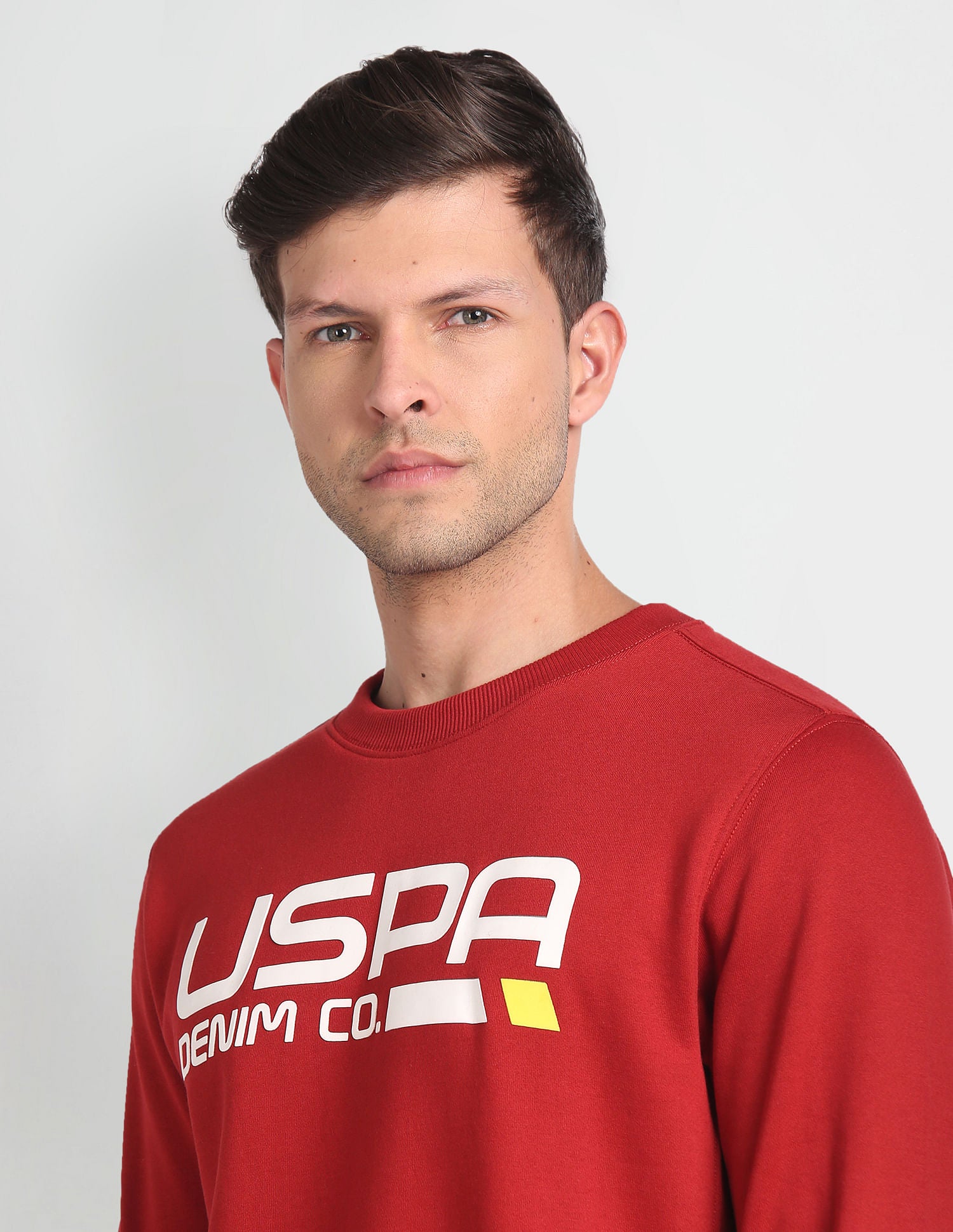 Crew Neck Brand Print Sweatshirt Maroon - U.S. POLO ASSN. | Large