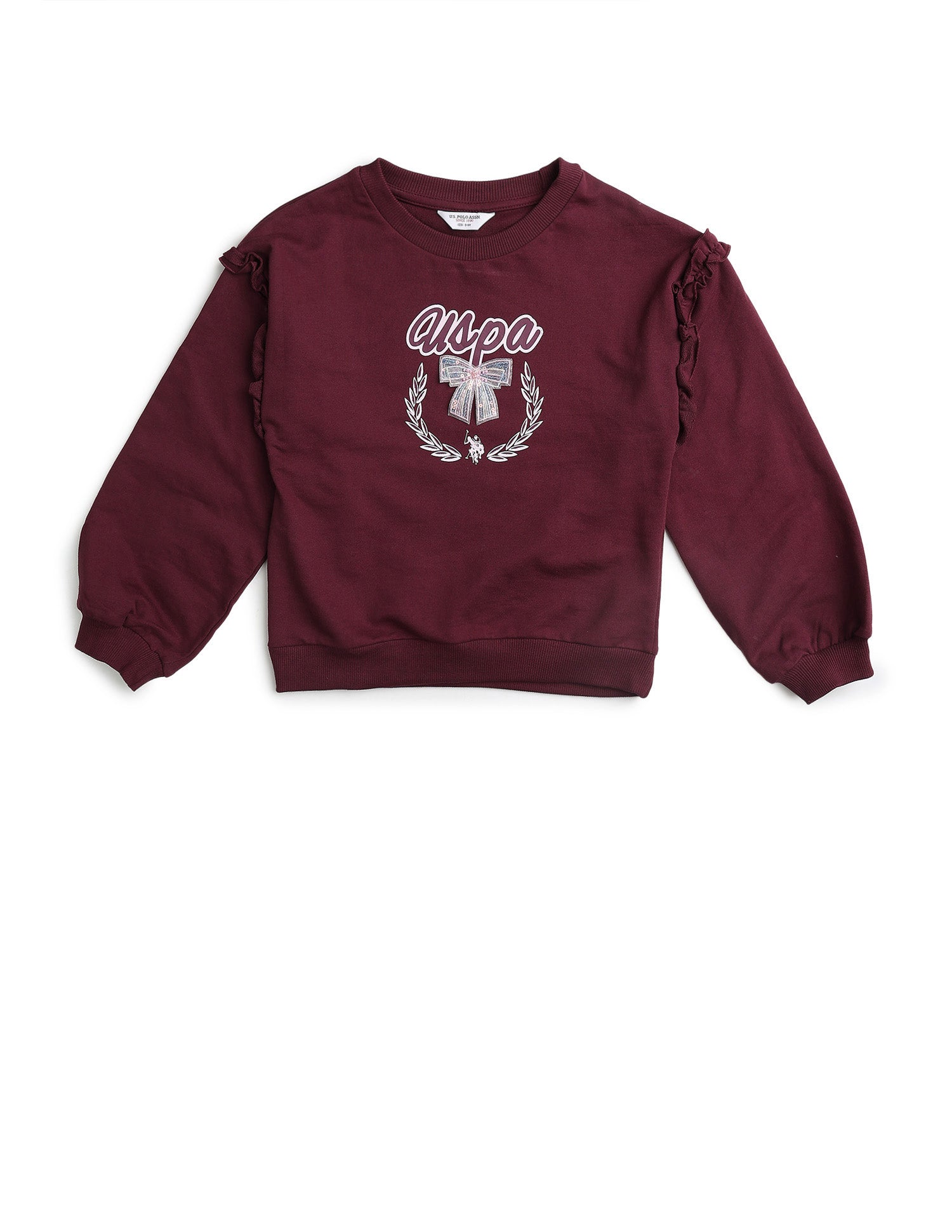 Girls Brand Printed Regular Fit Sweatshirt Burgundy - U.S. POLO ASSN. | Large