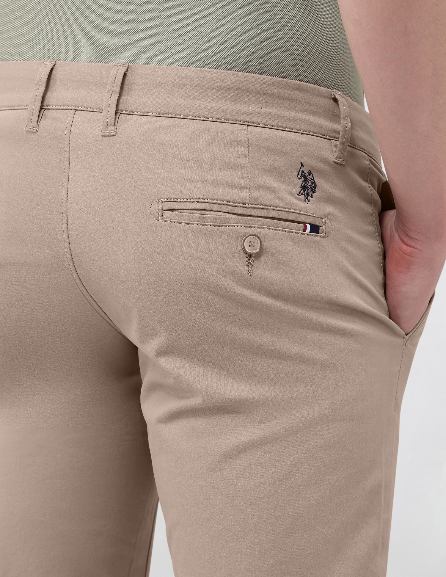 Denver Slim Fit Satin Trousers Taupe Grey - U.S. Polo Assn. India | Large
