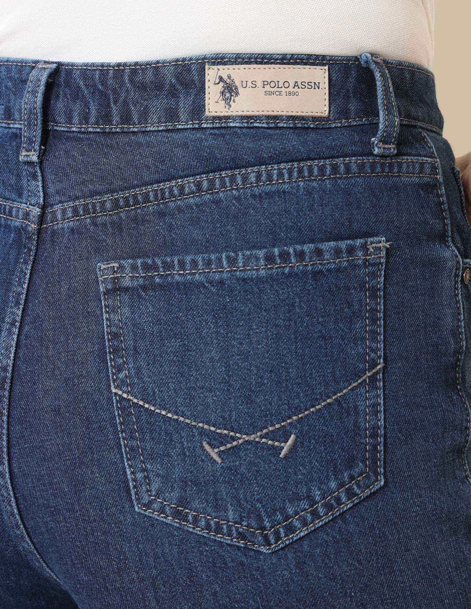 High Rise Wide Leg Comfort Stretch Jeans Dark Blue - U.S. Polo Assn. India | Large