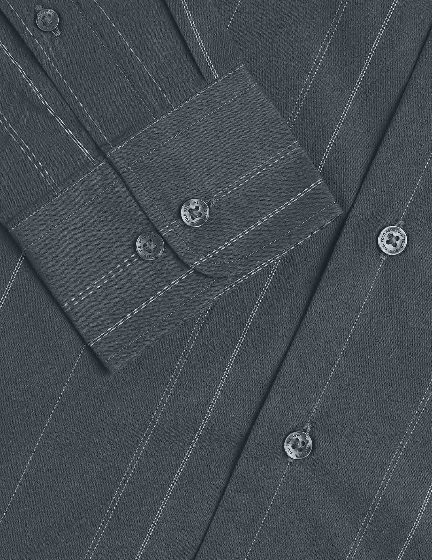 Vertical Striped Tailored Fit Shirt Dark Grey - U.S. Polo Assn. India | Large