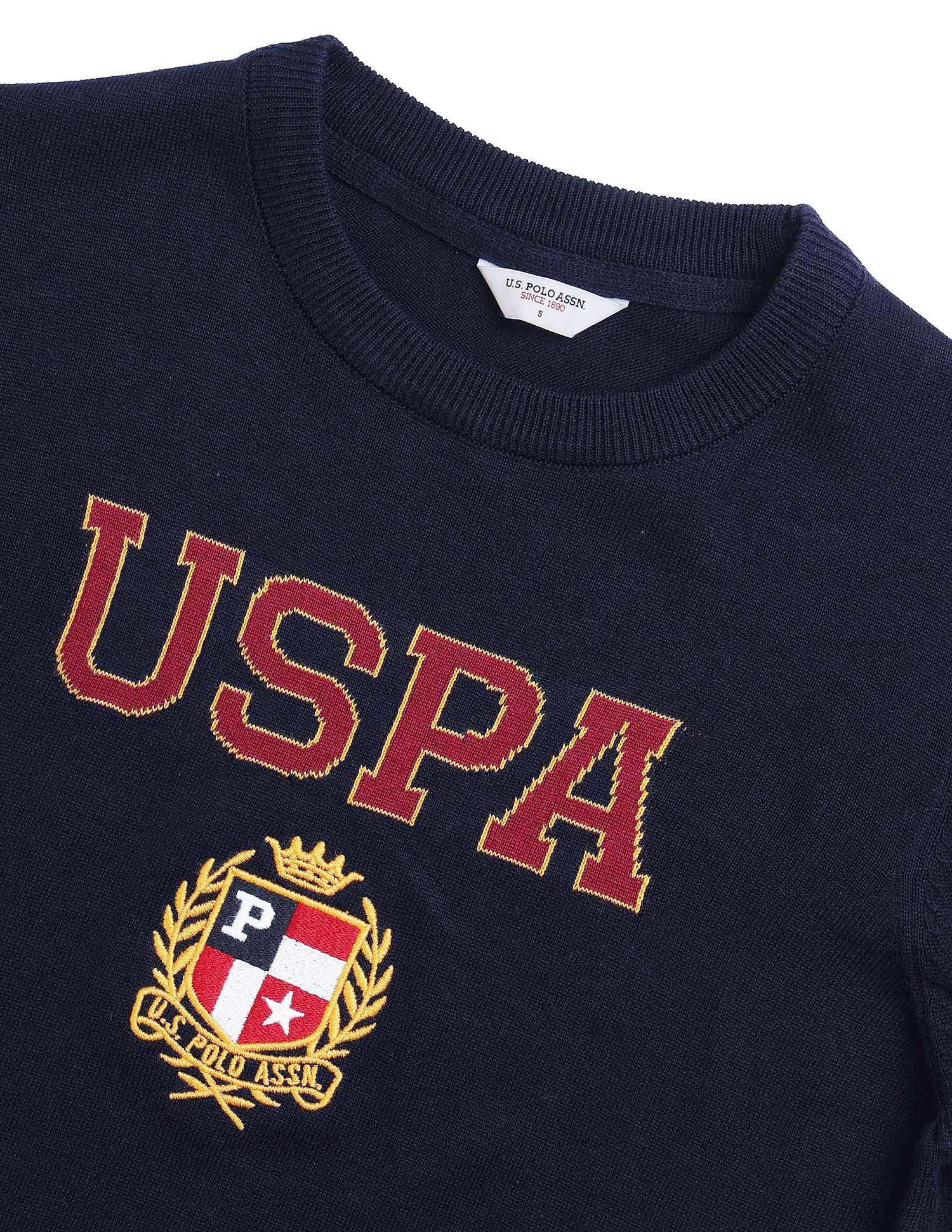 Appliqued Regular Fit Sweater Blue - U.S. POLO ASSN. | Large