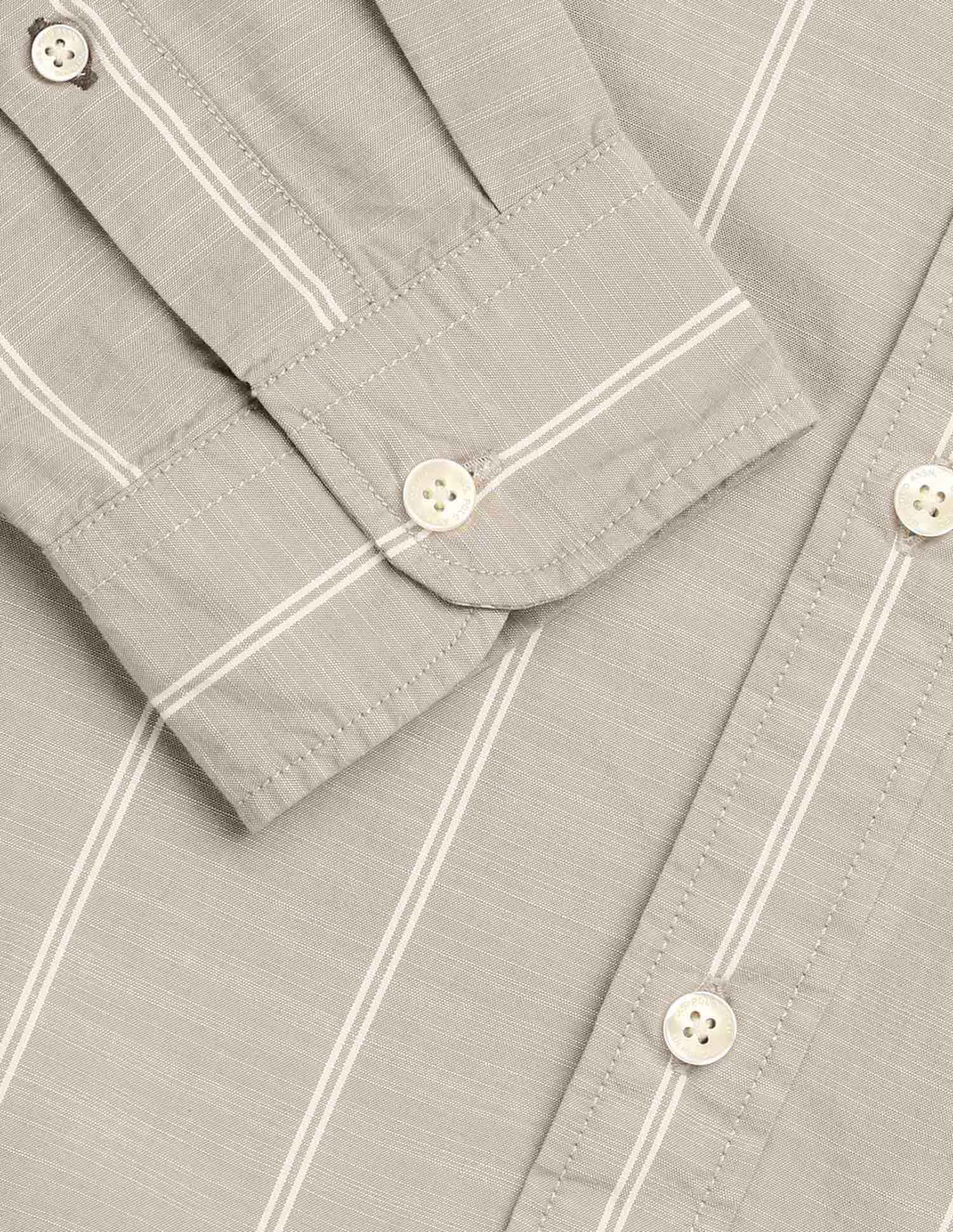 Vertical Striped Pure Cotton Shirt Light Brown - U.S. Polo Assn. India | Large