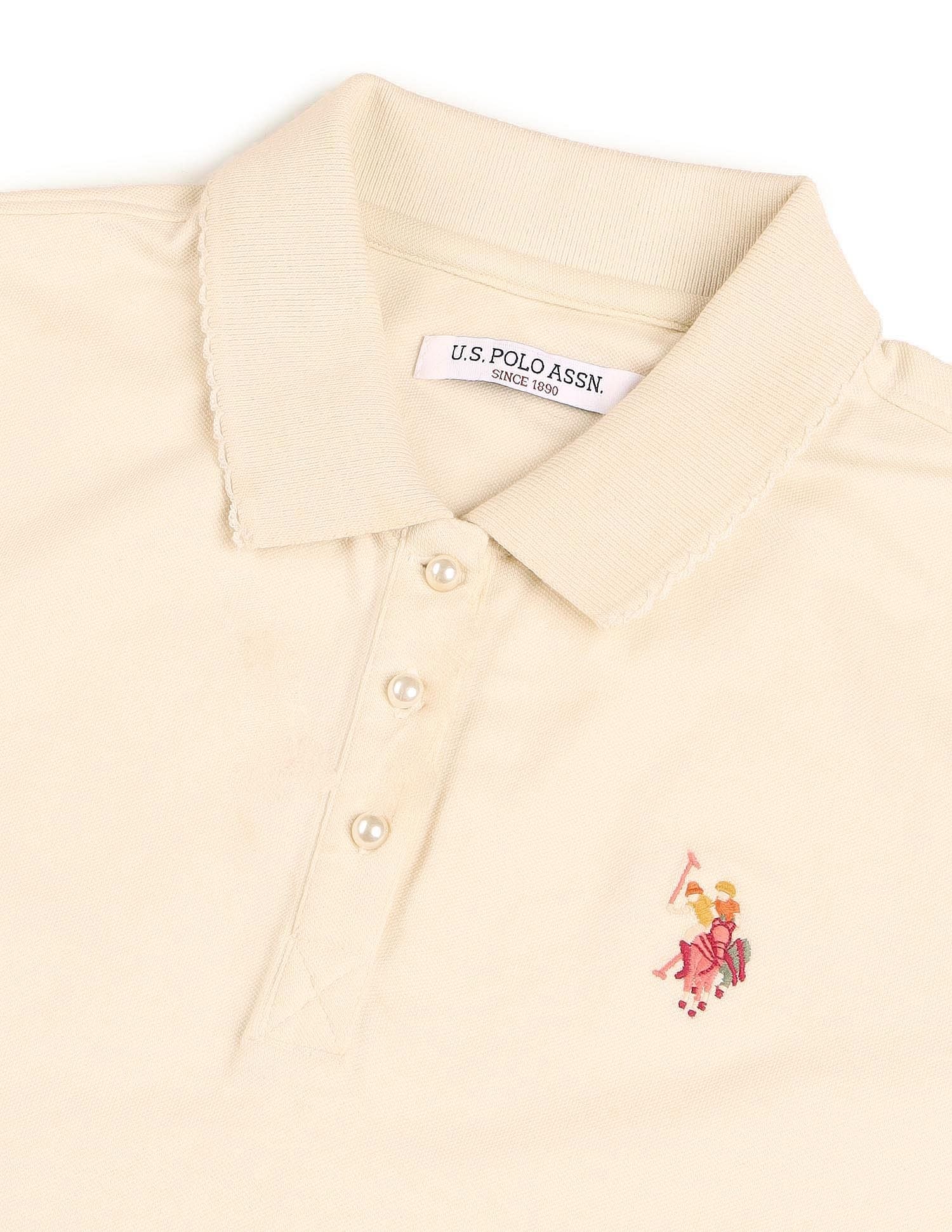 Boxy Fit Solid Polo Shirt Ecru - U.S. Polo Assn. India | Large