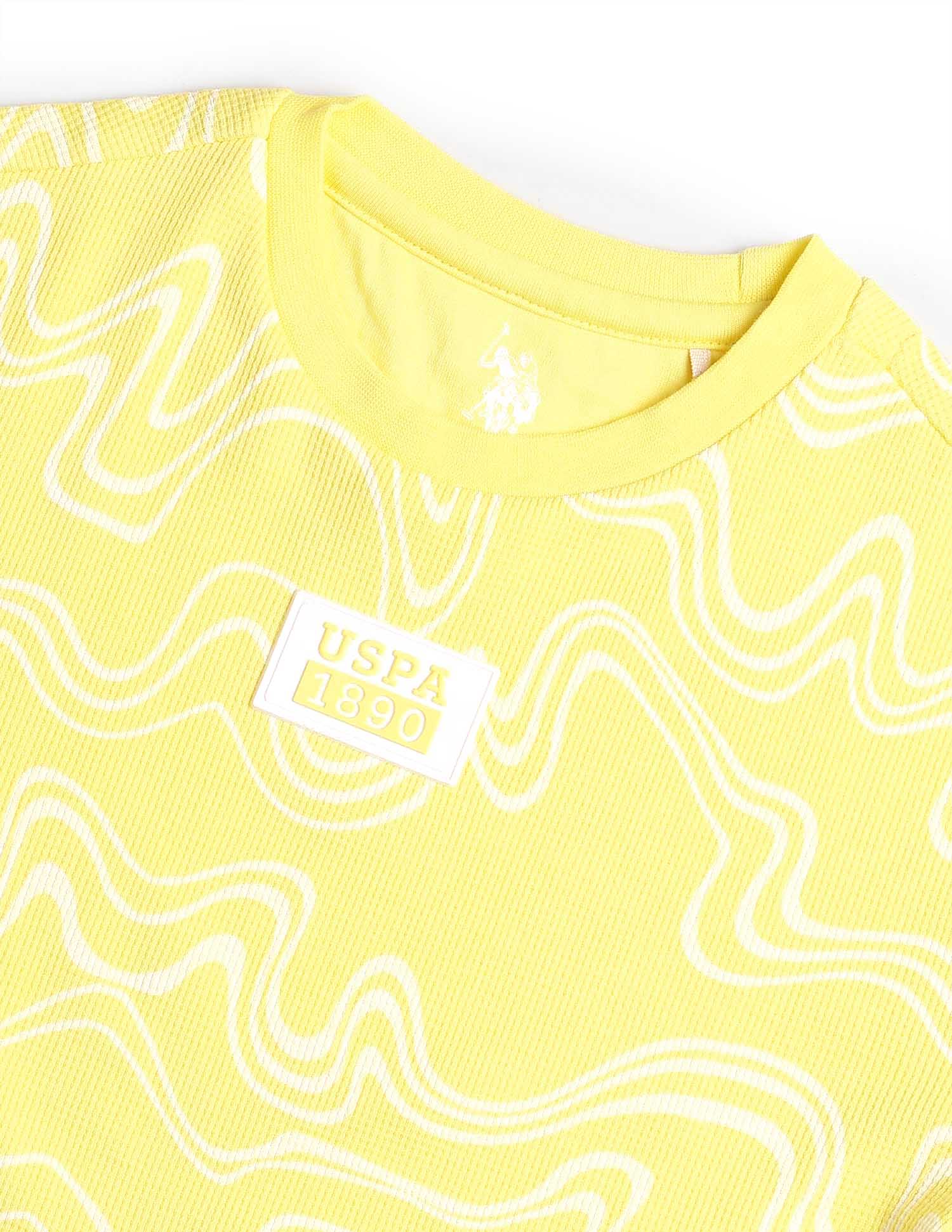 Boys Regular Fit Abstract Printed T-Shirt Light Yellow - U.S. POLO ASSN. | Large