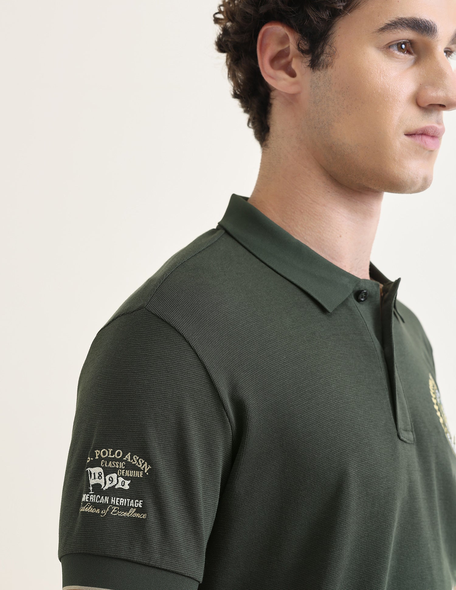 Solid Slim Fit Polo Shirt Green - U.S. Polo Assn. India | Large