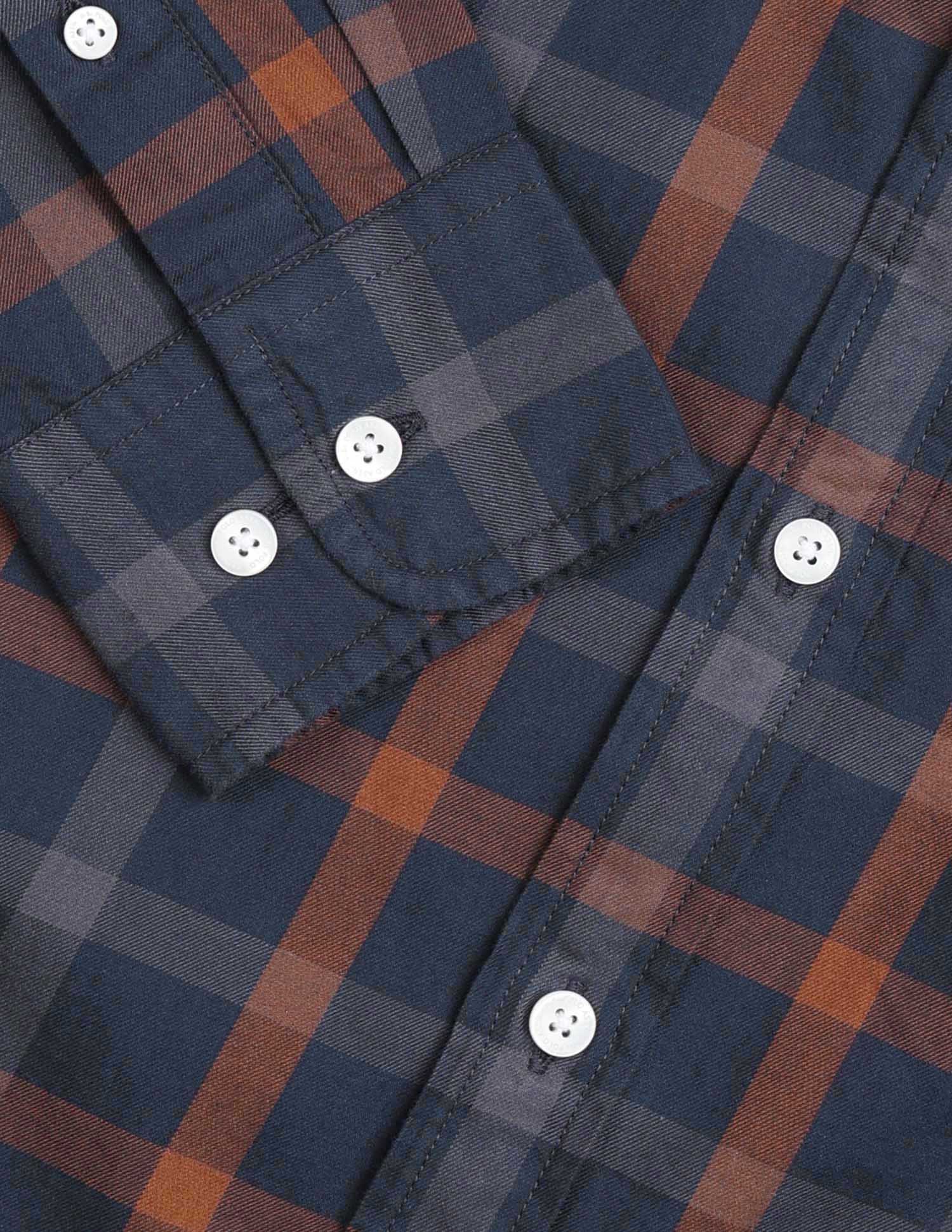 Windowpane Checked Pure Cotton Shirt Navy - U.S. Polo Assn. India | Large