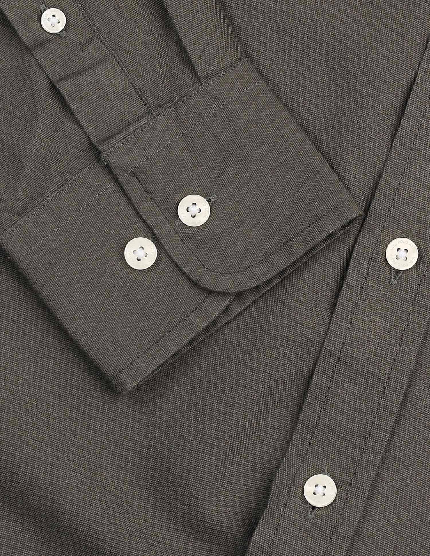 Tailored Fit Pure Cotton Shirt Light Olive - U.S. Polo Assn. India | Large