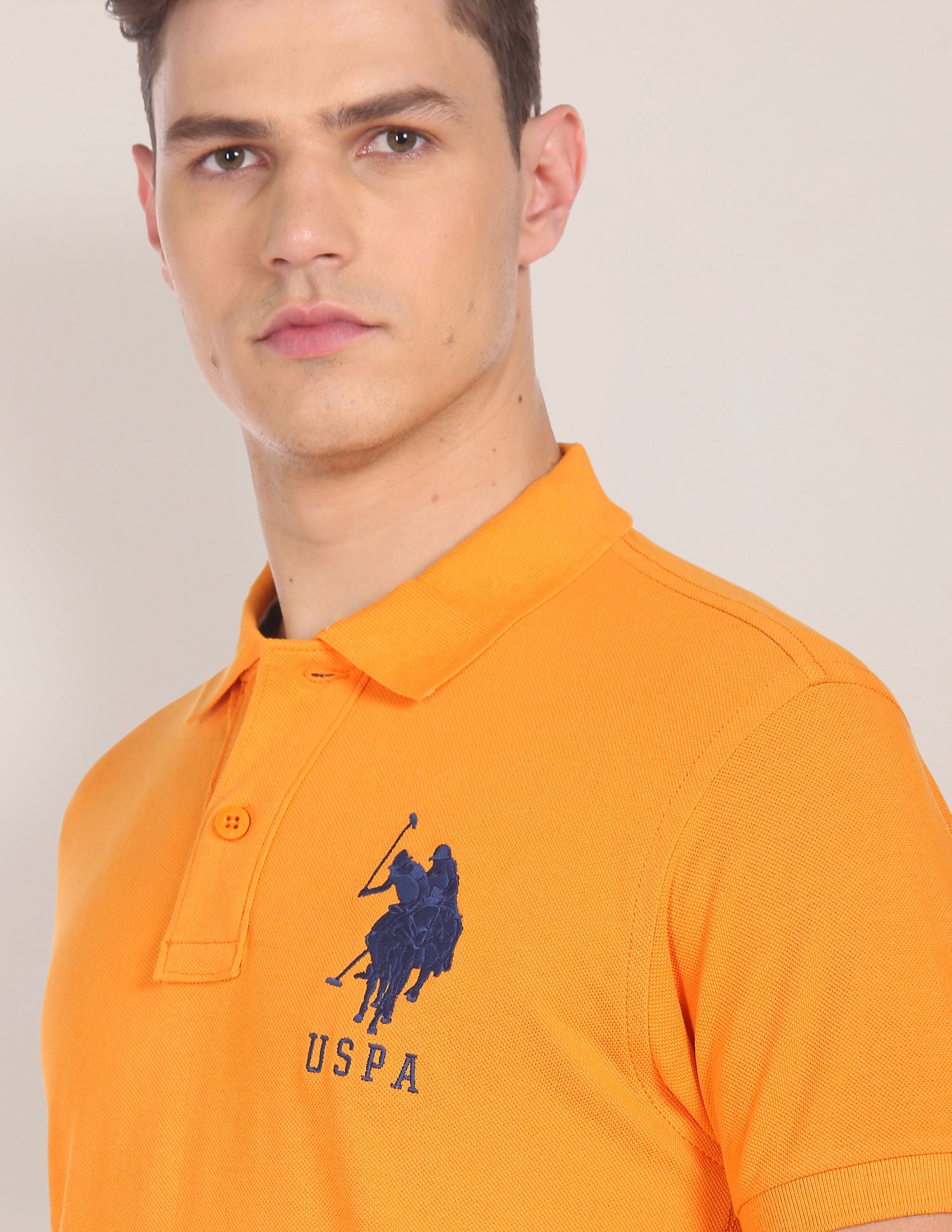 Compact Cotton Logo Polo Shirt Orange - U.S. POLO ASSN. | Large