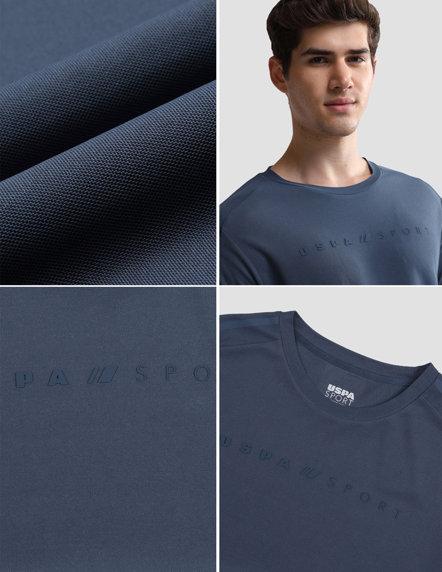 Solid Slim Fit Active T-Shirt Blue - U.S. Polo Assn. India | Large