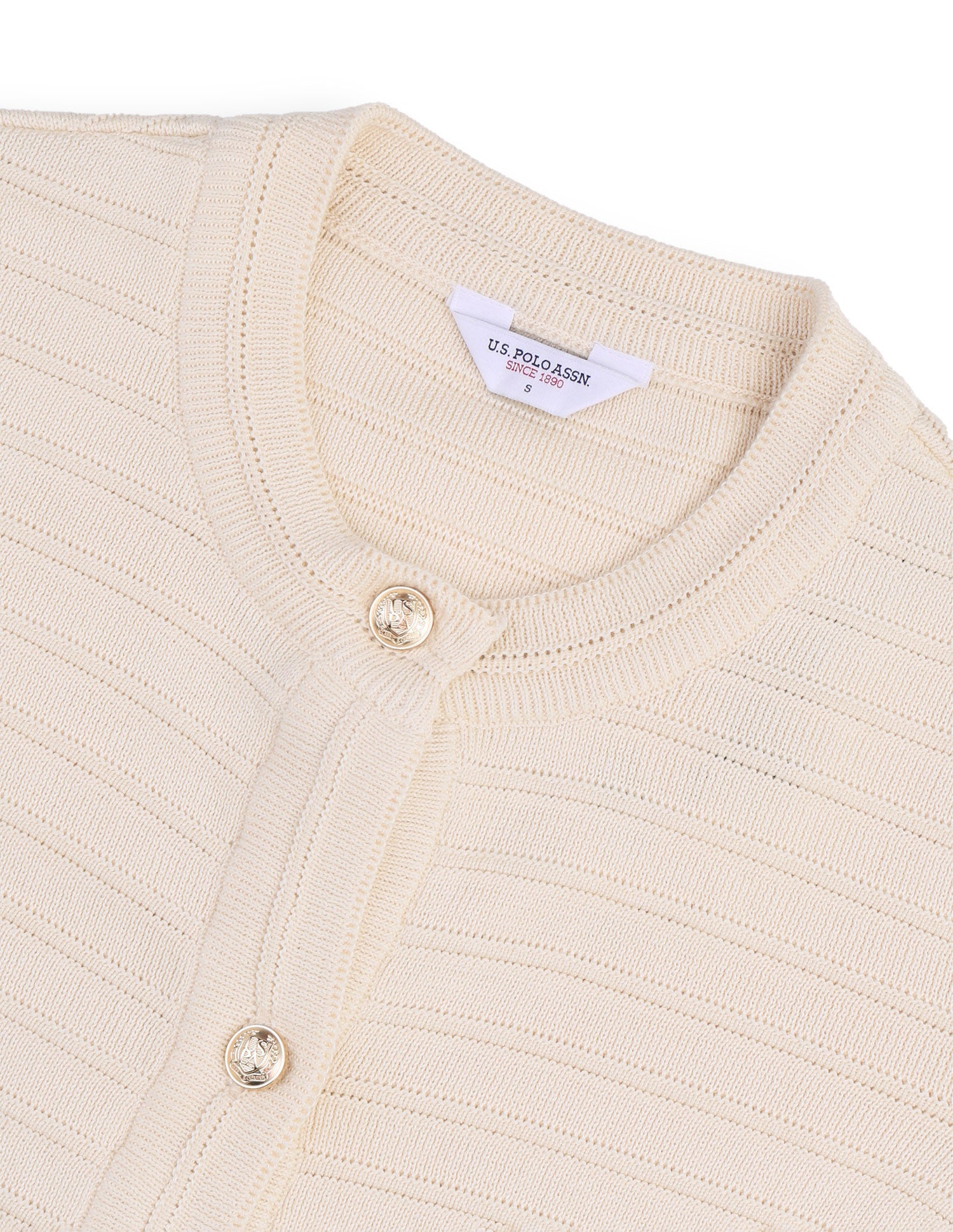 Patterned Knit Cardigan Sweater Off-White - U.S. Polo Assn. India | Large
