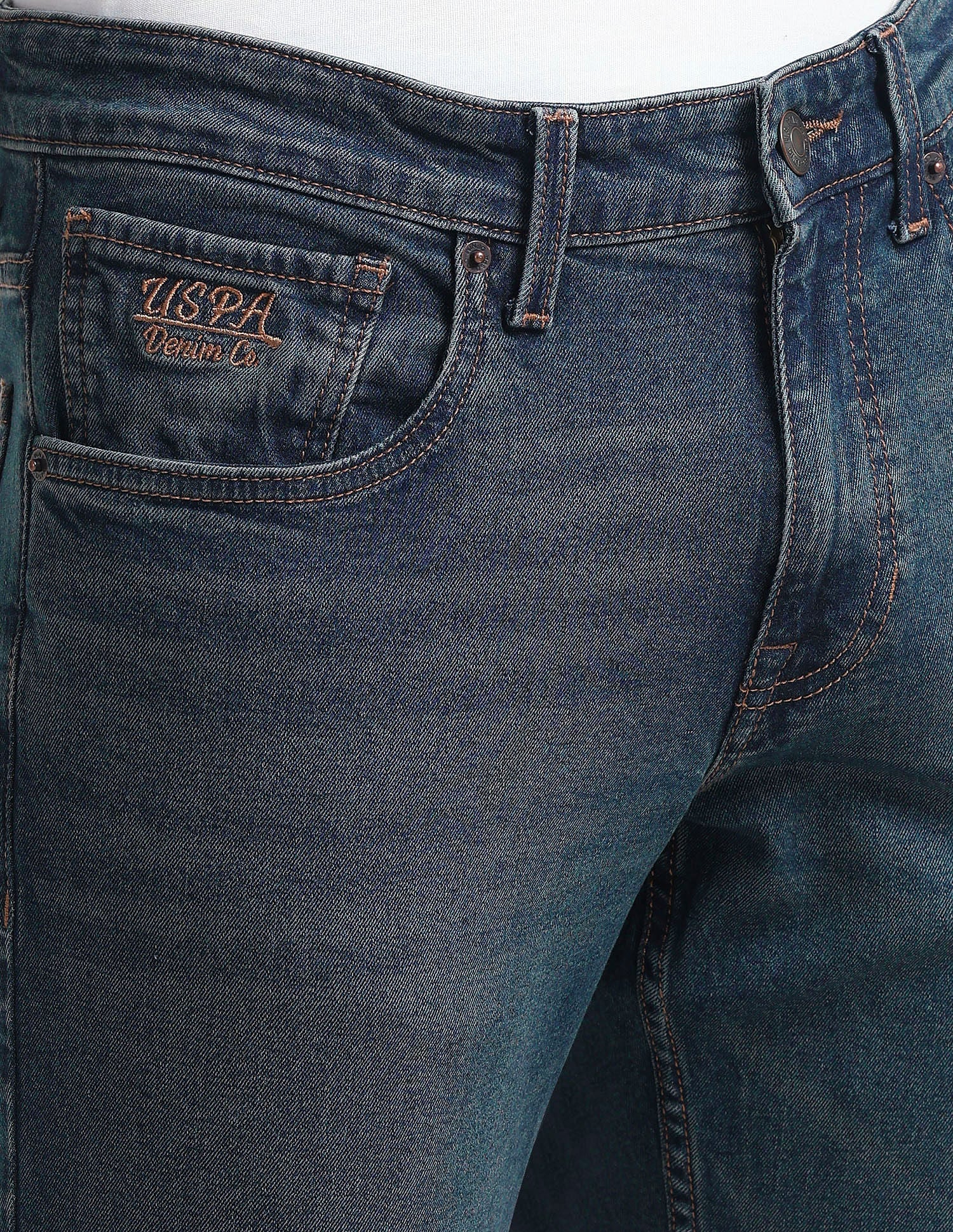 Brandon Slim Fit Tapered Blue Jeans Light Blue - U.S. Polo Assn. India | Large