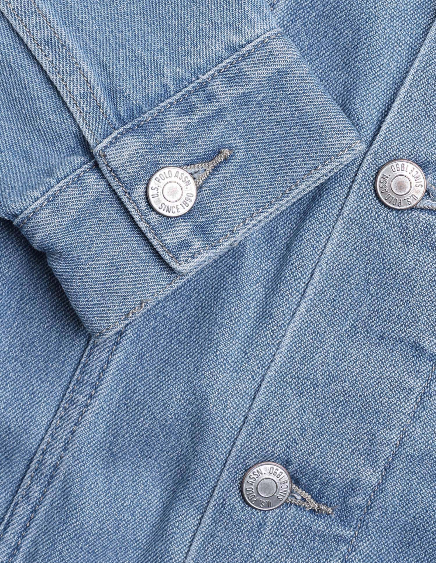 Pure Cotton Regular Fit Denim Jacket Light Wash - U.S. Polo Assn. India | Large