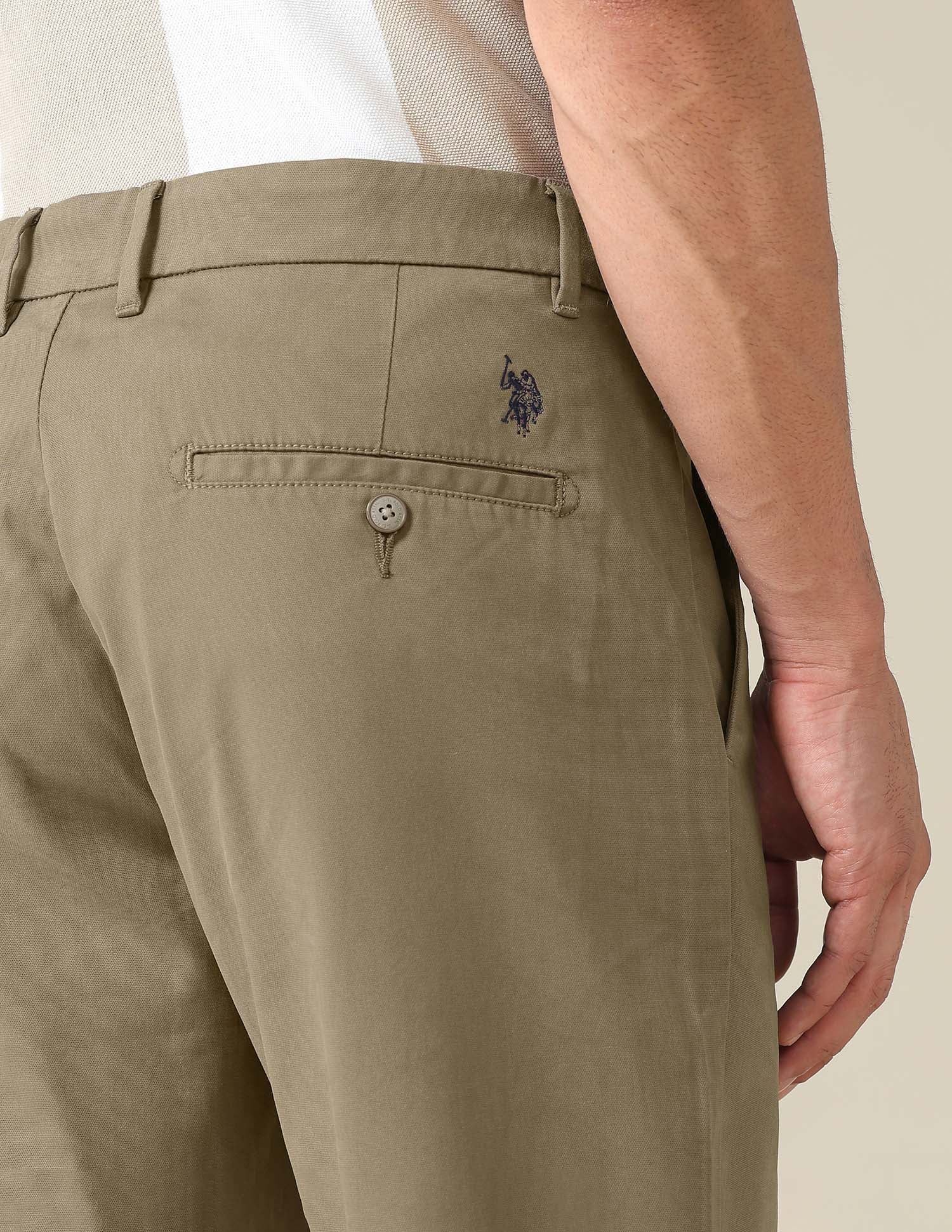 Denver Slim Fit Dobby Trousers Brown - U.S. POLO ASSN. | Large