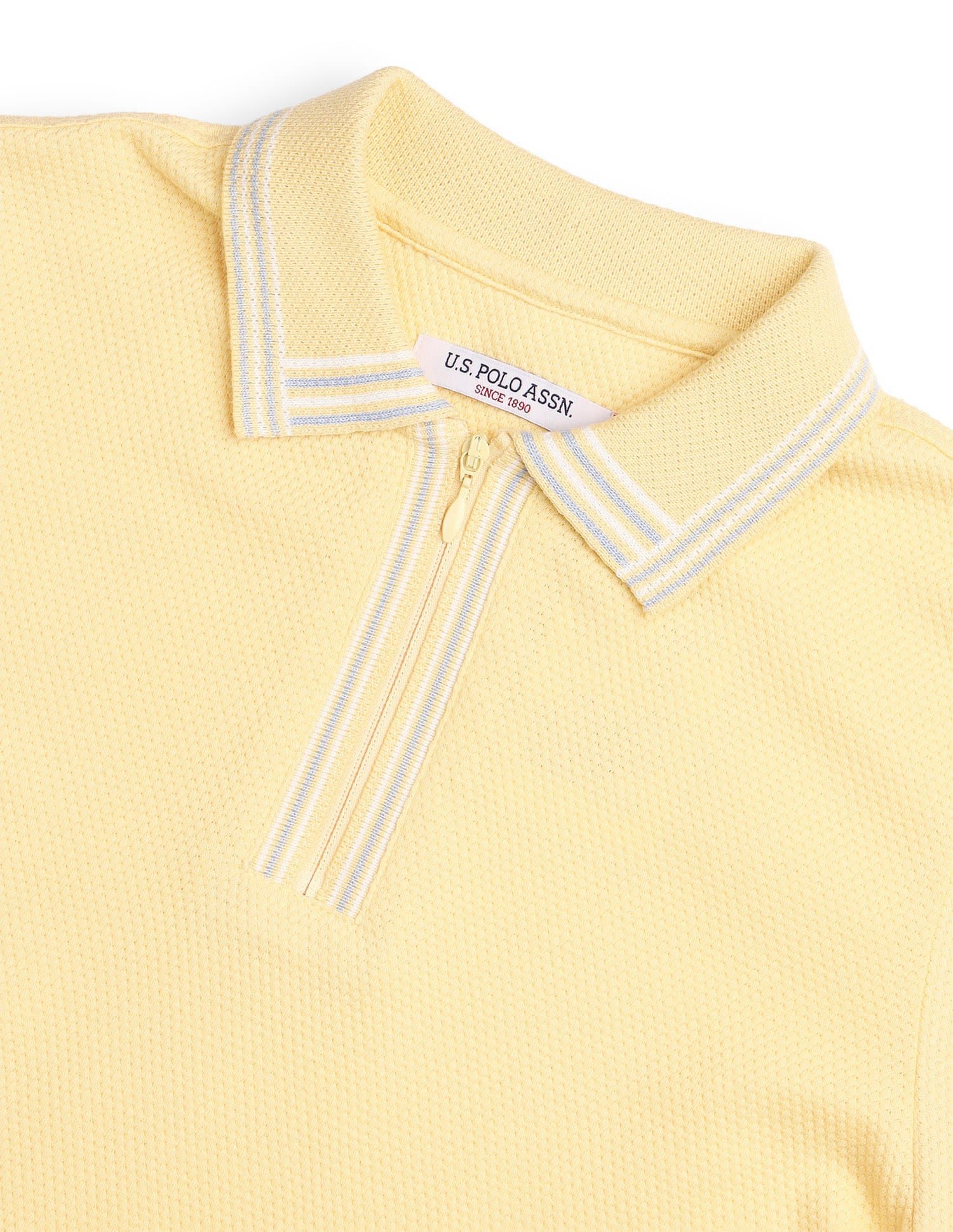 Boxy Fit Textured Polo Shirt Yellow - U.S. Polo Assn. India | Large