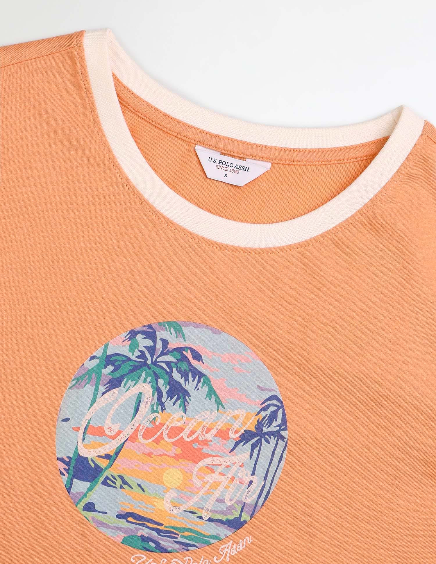 Regular Fit Graphic Printed T-Shirt Orange - U.S. Polo Assn. India | Large