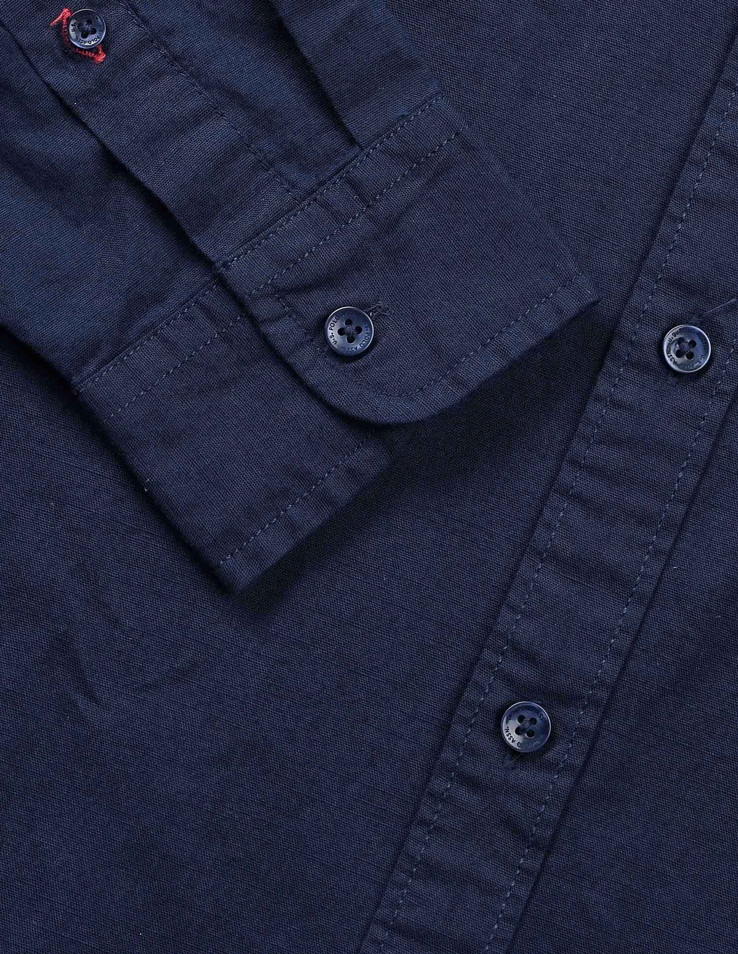 Solid Slim Fit Shirt Navy - U.S. Polo Assn. India | Large