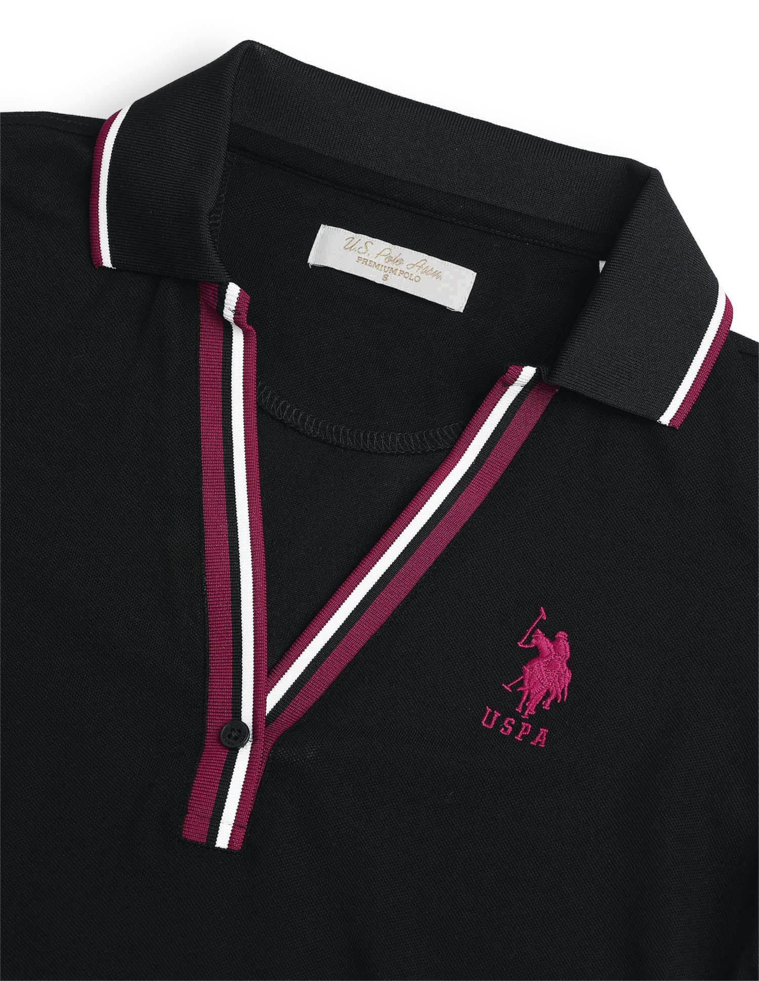 Solid Regular Fit Polo Shirt Black - U.S. Polo Assn. India | Large