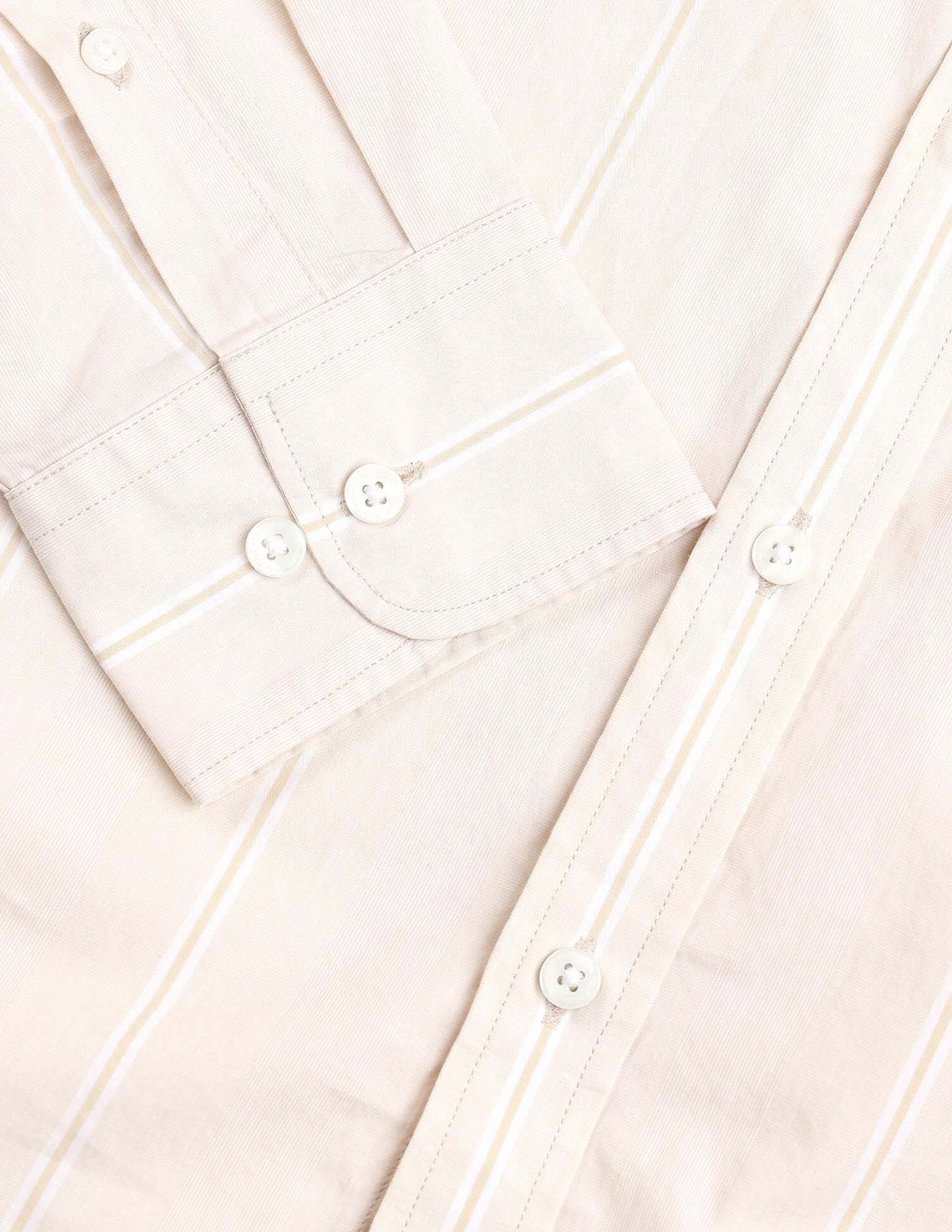 Pinstriped Pure Cotton Shirt Beige - U.S. Polo Assn. India | Large