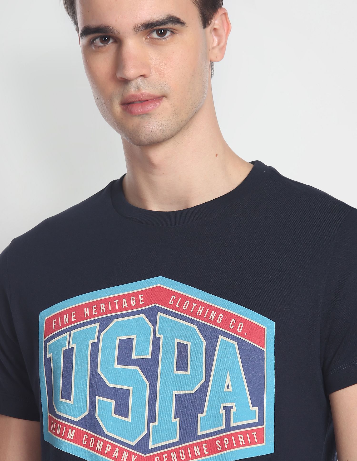Cotton Slim Fit T-Shirt Navy - U.S. Polo Assn. India | Large