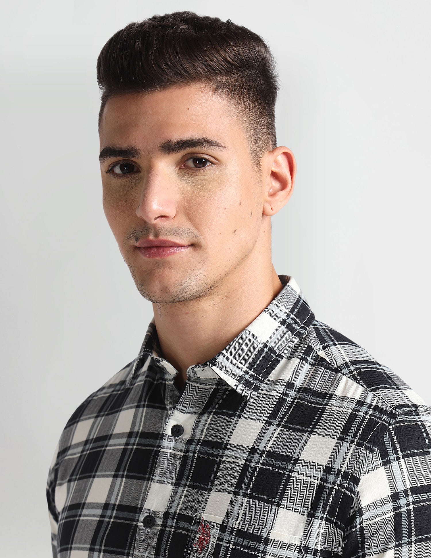 Tartan Check Herringbone Shirt Black - U.S. Polo Assn. India | Large