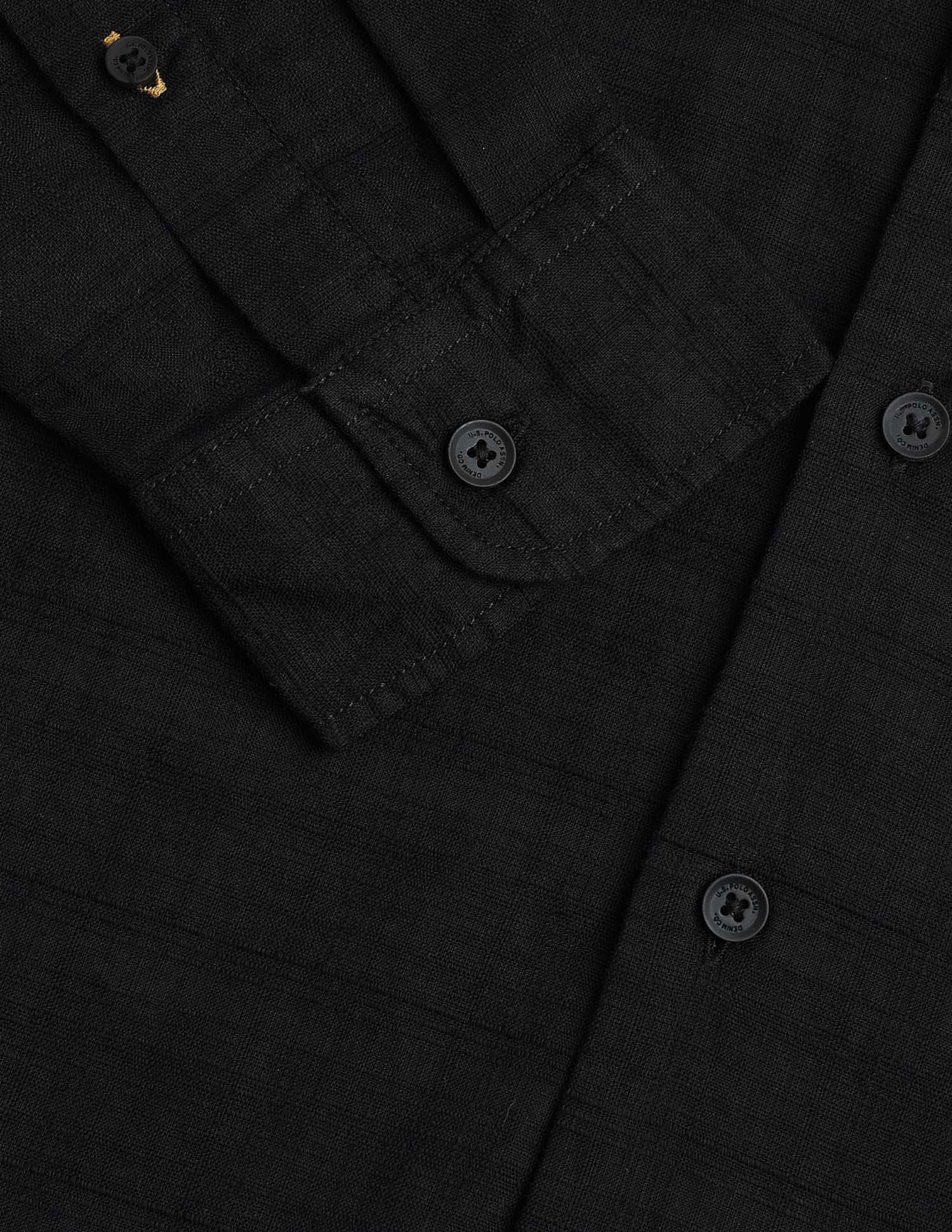 Textured Regular Fit Shirt Black - U.S. Polo Assn. India | Large
