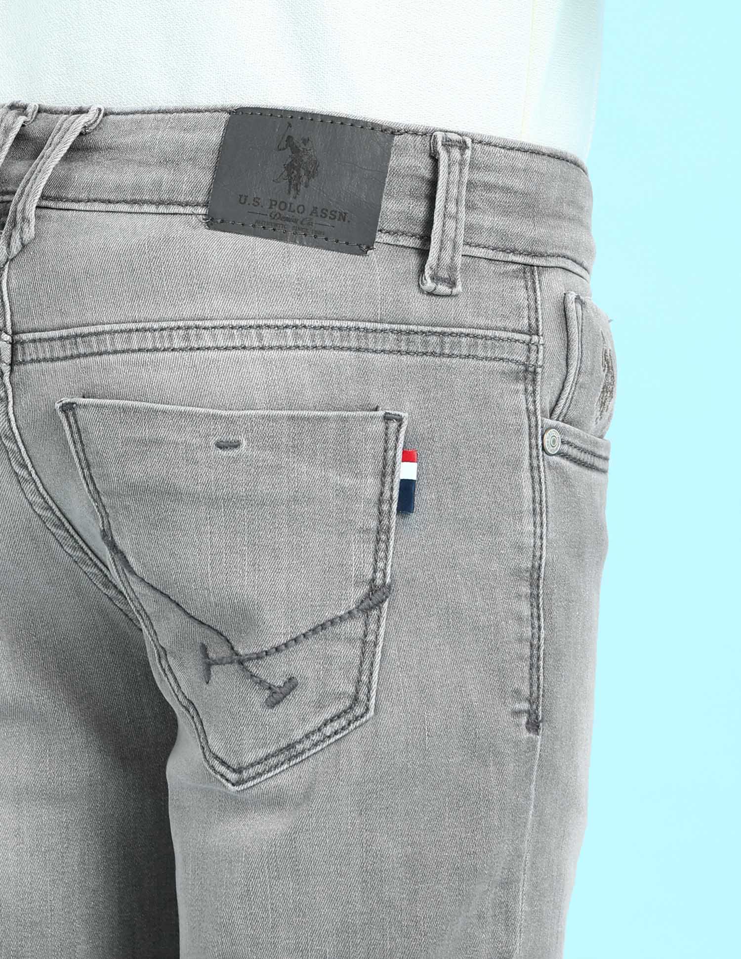 Boys Grey Mid Rise Stone wash Jeans Grey - U.S. POLO ASSN. | Large